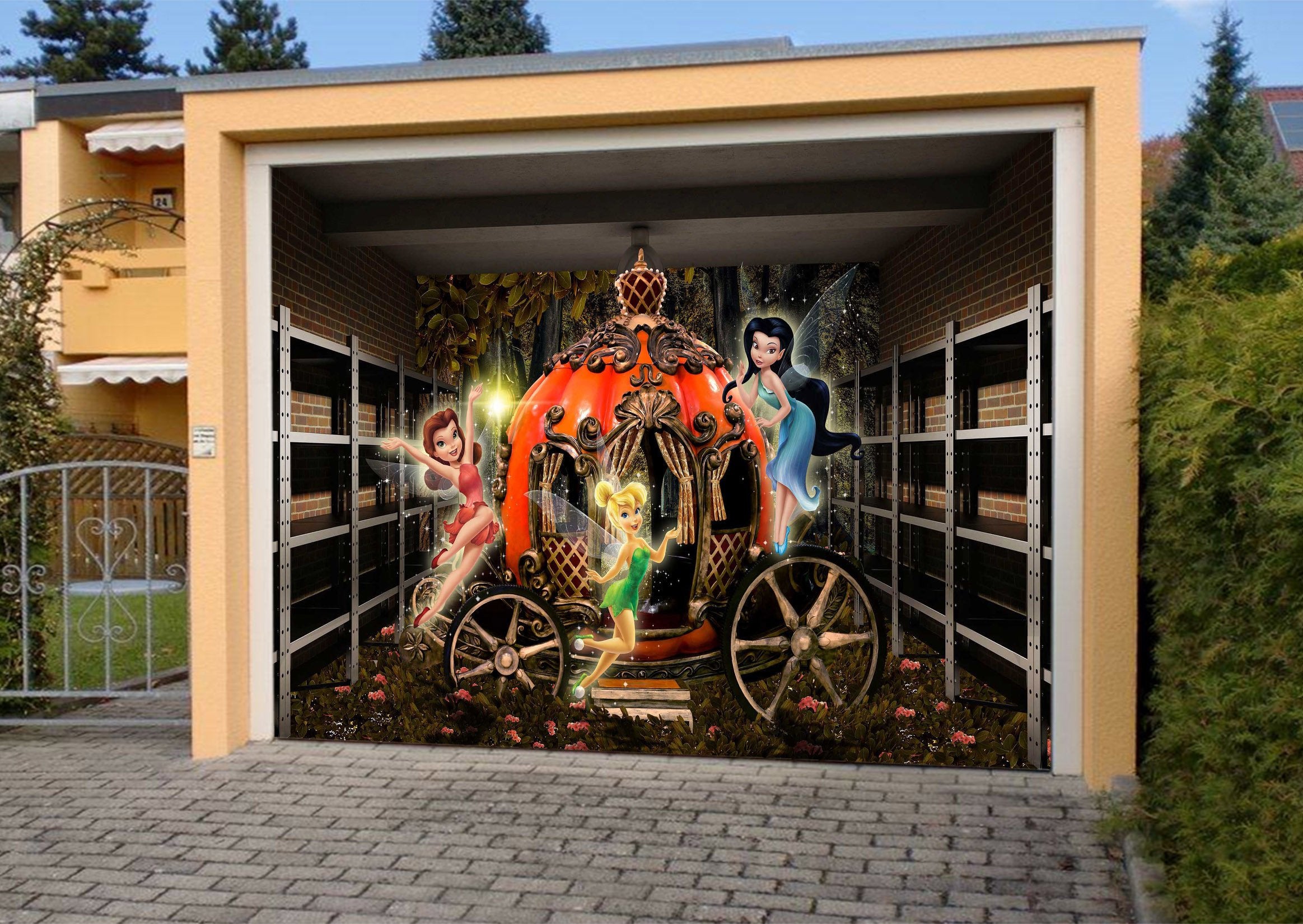 3D Elves Pumpkin Carriage 398 Garage Door Mural Wallpaper AJ Wallpaper