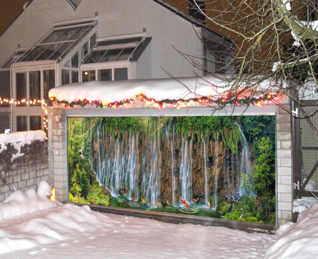 3D Waterfalls Fishes 304 Garage Door Mural Wallpaper AJ Wallpaper