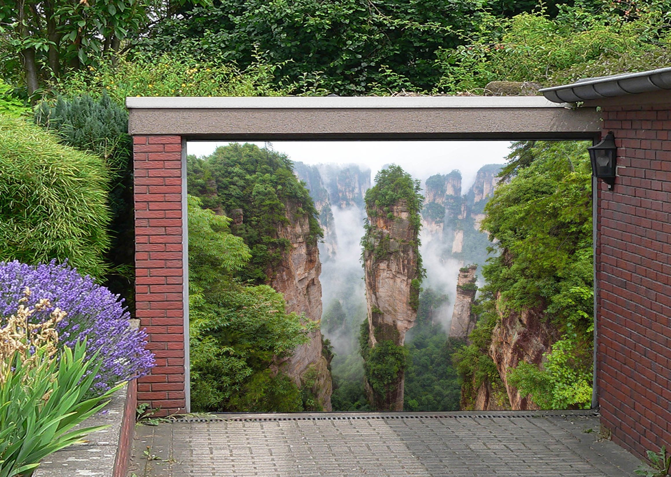 3D Towering Mountains 04 Garage Door Mural Wallpaper AJ Wallpaper