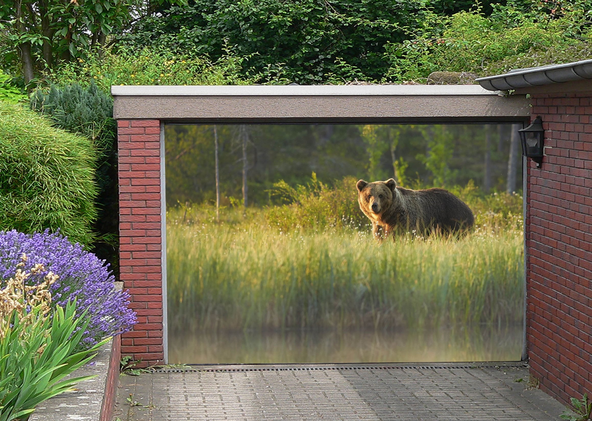 3D Weeds Bear 413 Garage Door Mural Wallpaper AJ Wallpaper