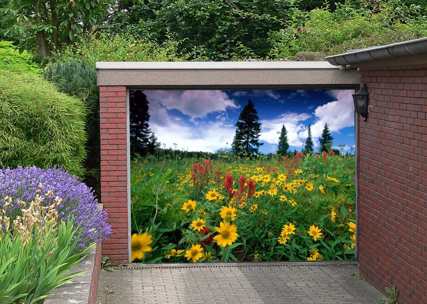 3D Lush Wildflowers 201 Garage Door Mural Wallpaper AJ Wallpaper