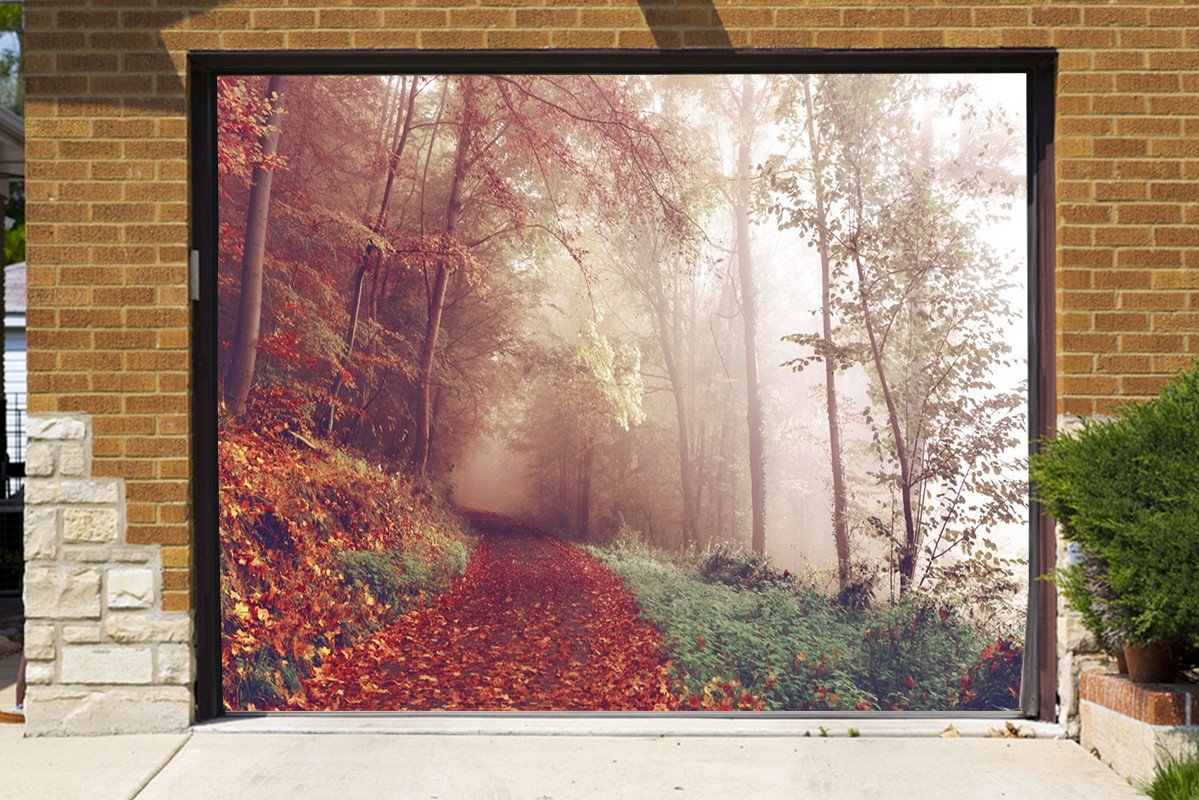 3D Misty Forest Road 145 Garage Door Mural Wallpaper AJ Wallpaper