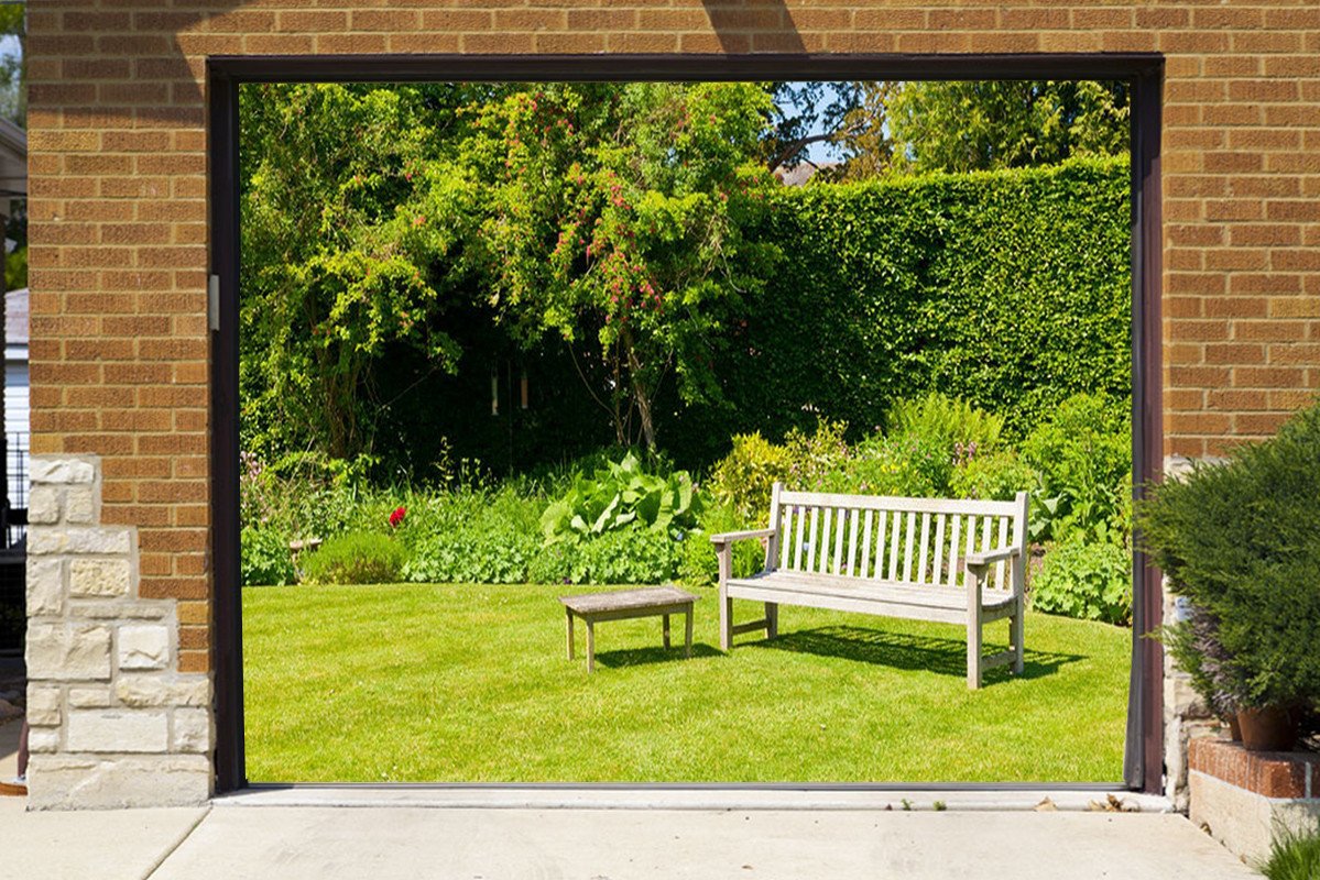 3D Grassland Benches 299 Garage Door Mural Wallpaper AJ Wallpaper