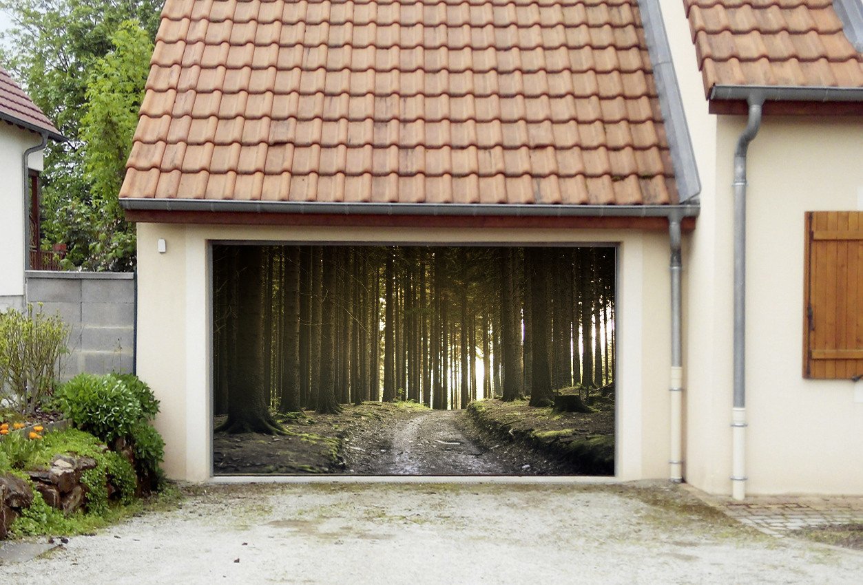 3D Forest Straight Trees 155 Garage Door Mural Wallpaper AJ Wallpaper