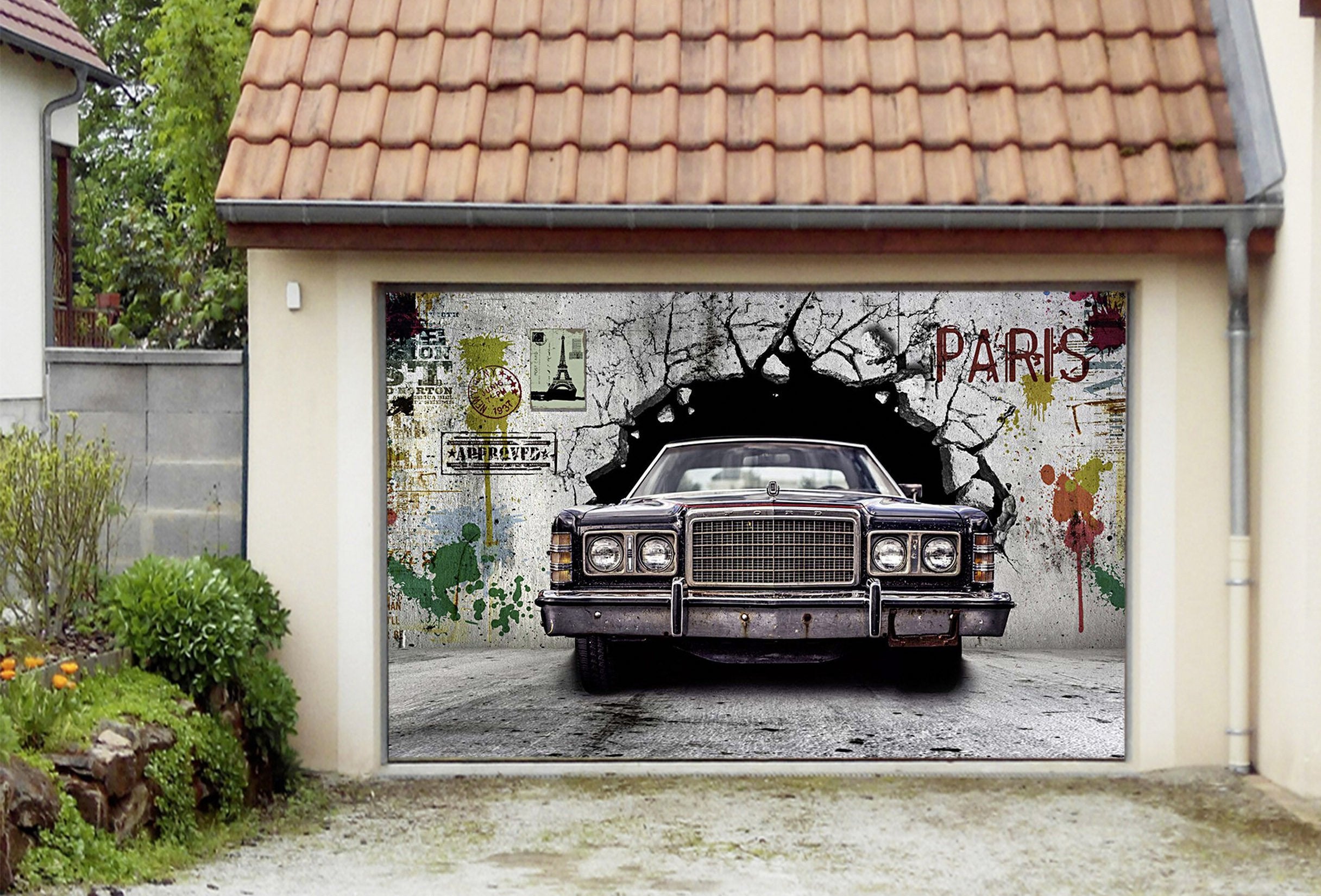 3D Rusty Car Graffiti 388 Garage Door Mural Wallpaper AJ Wallpaper