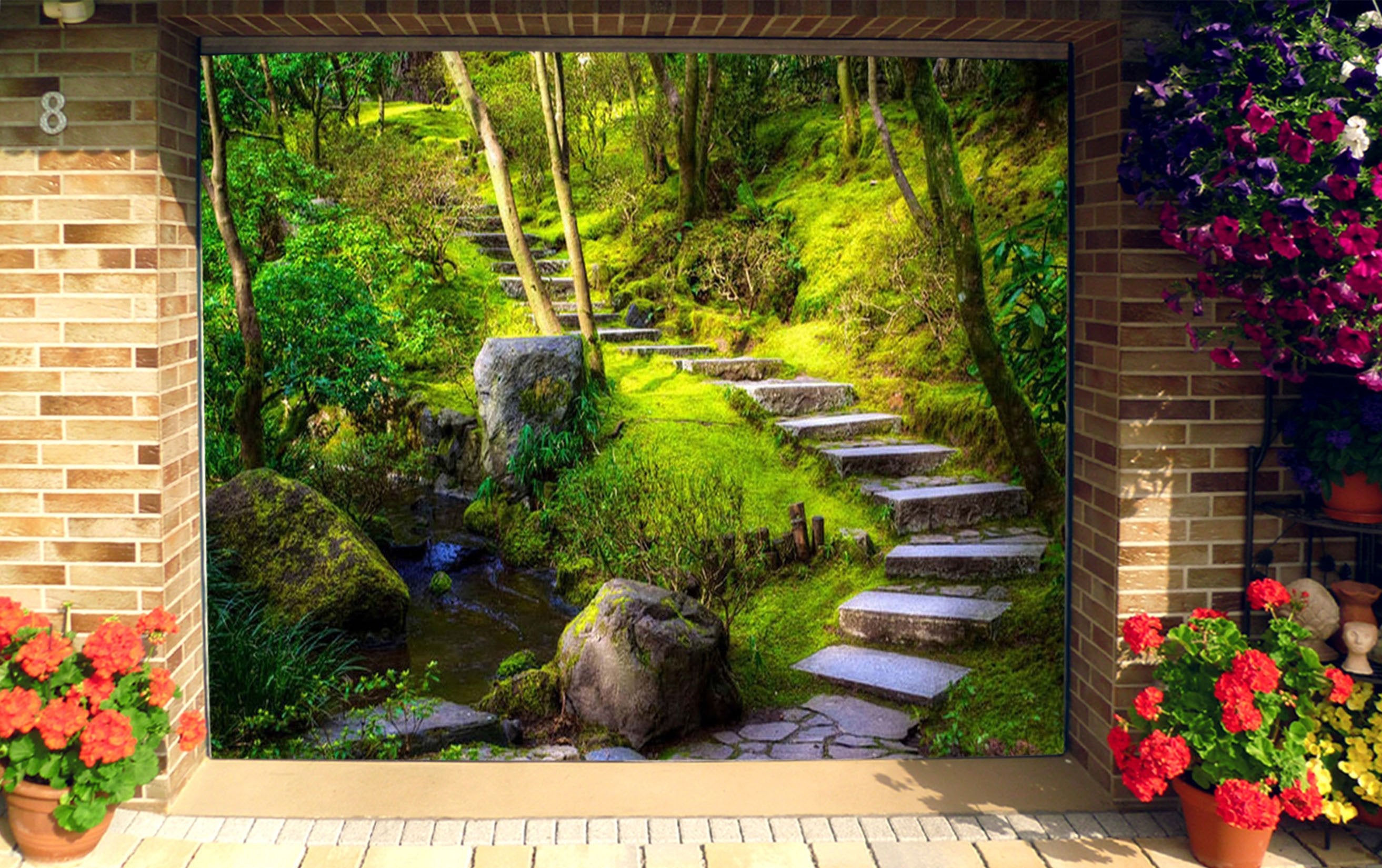 3D Mountain Road Stairs 52 Garage Door Mural Wallpaper AJ Wallpaper