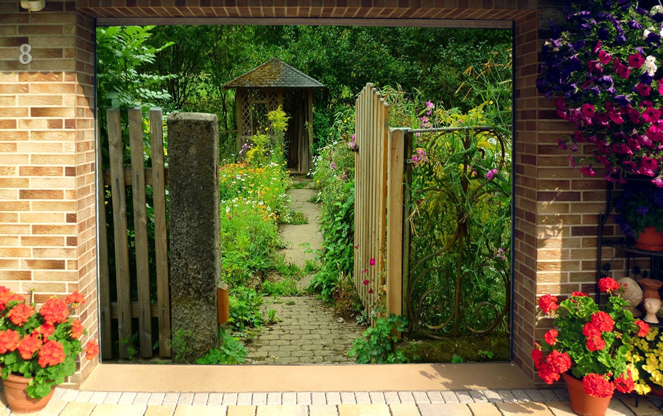 3D Hut Garden Scenery 172 Garage Door Mural Wallpaper AJ Wallpaper