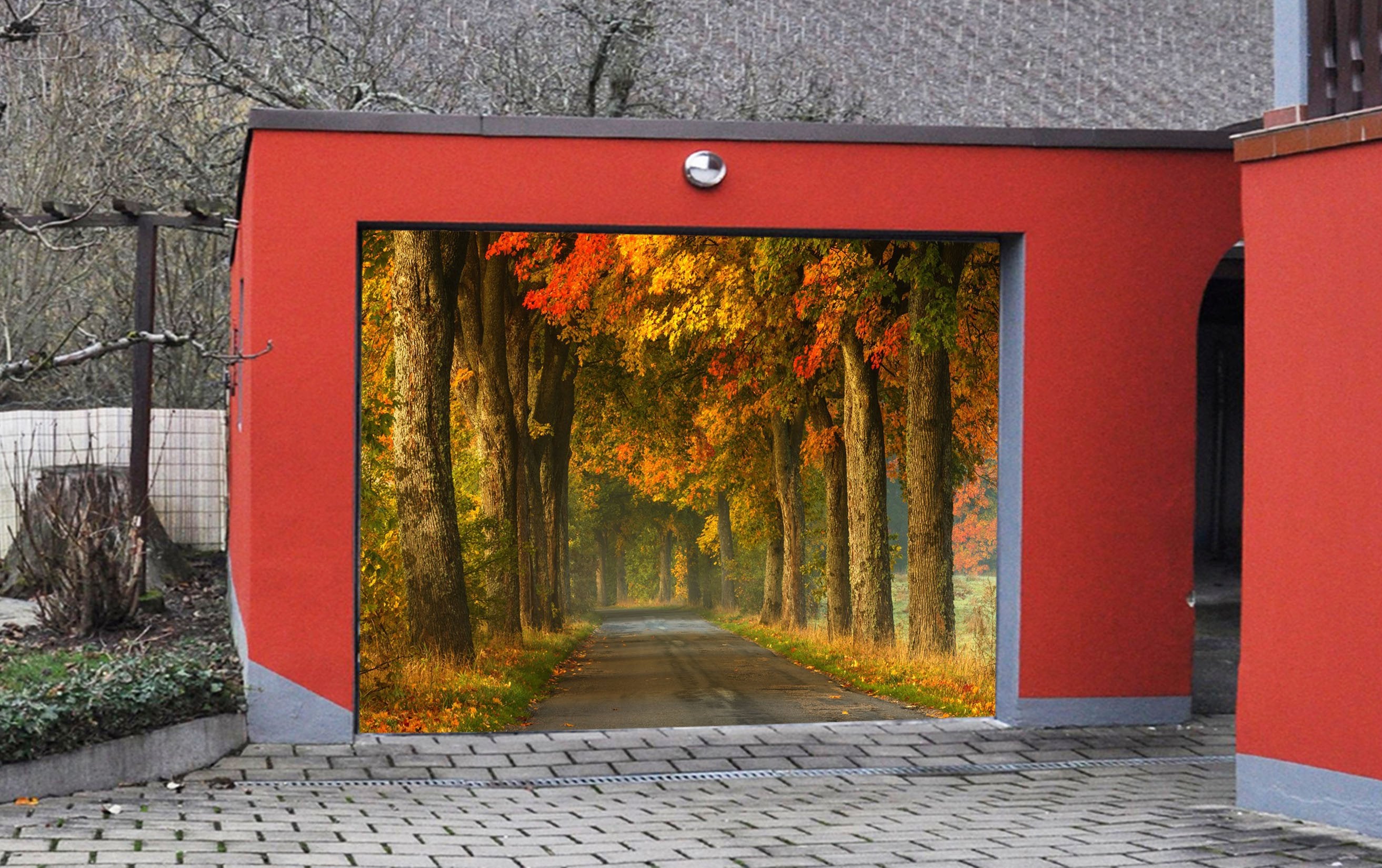 3D Road Tree Rows 15 Garage Door Mural Wallpaper AJ Wallpaper