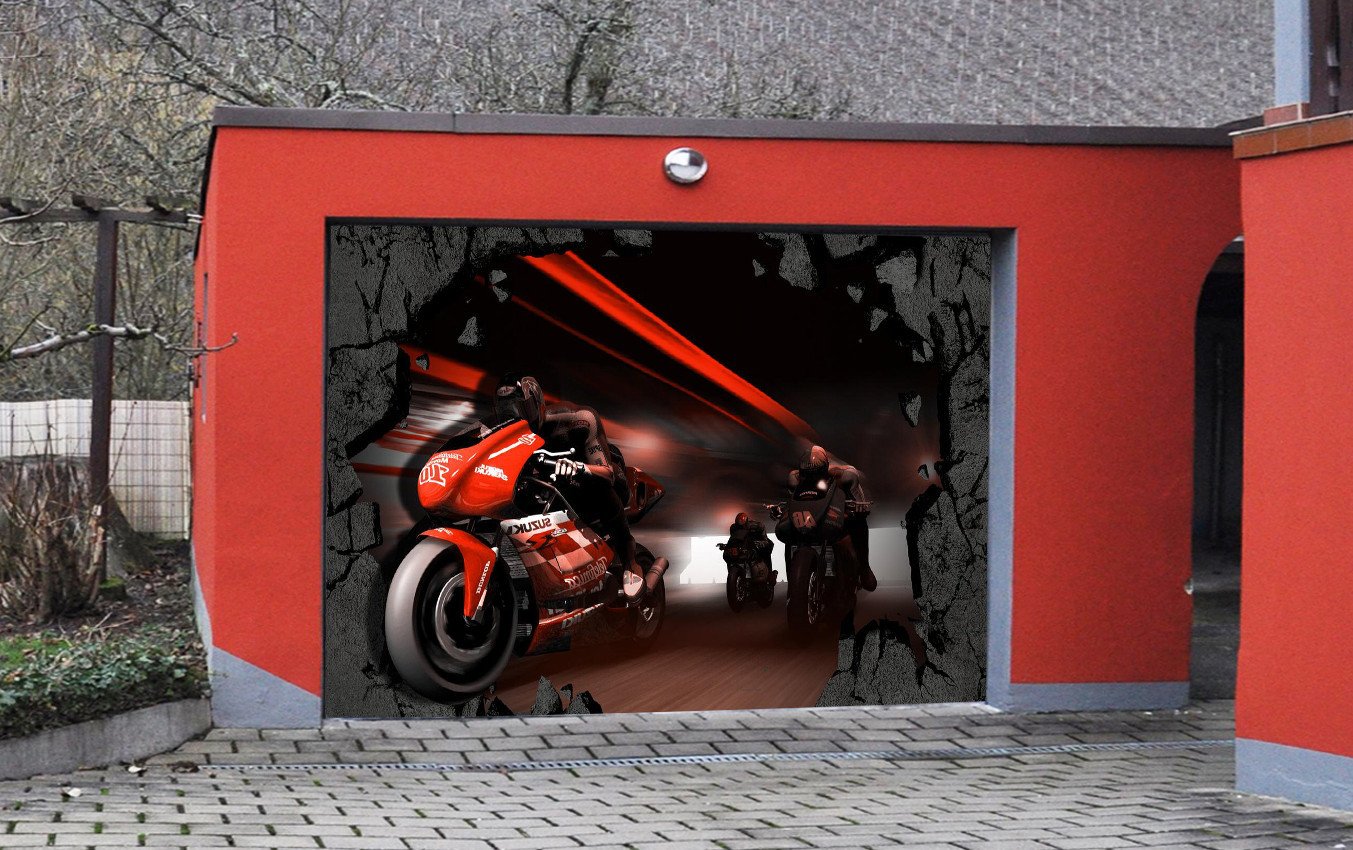 3D Motorcycle Riding 233 Garage Door Mural Wallpaper AJ Wallpaper