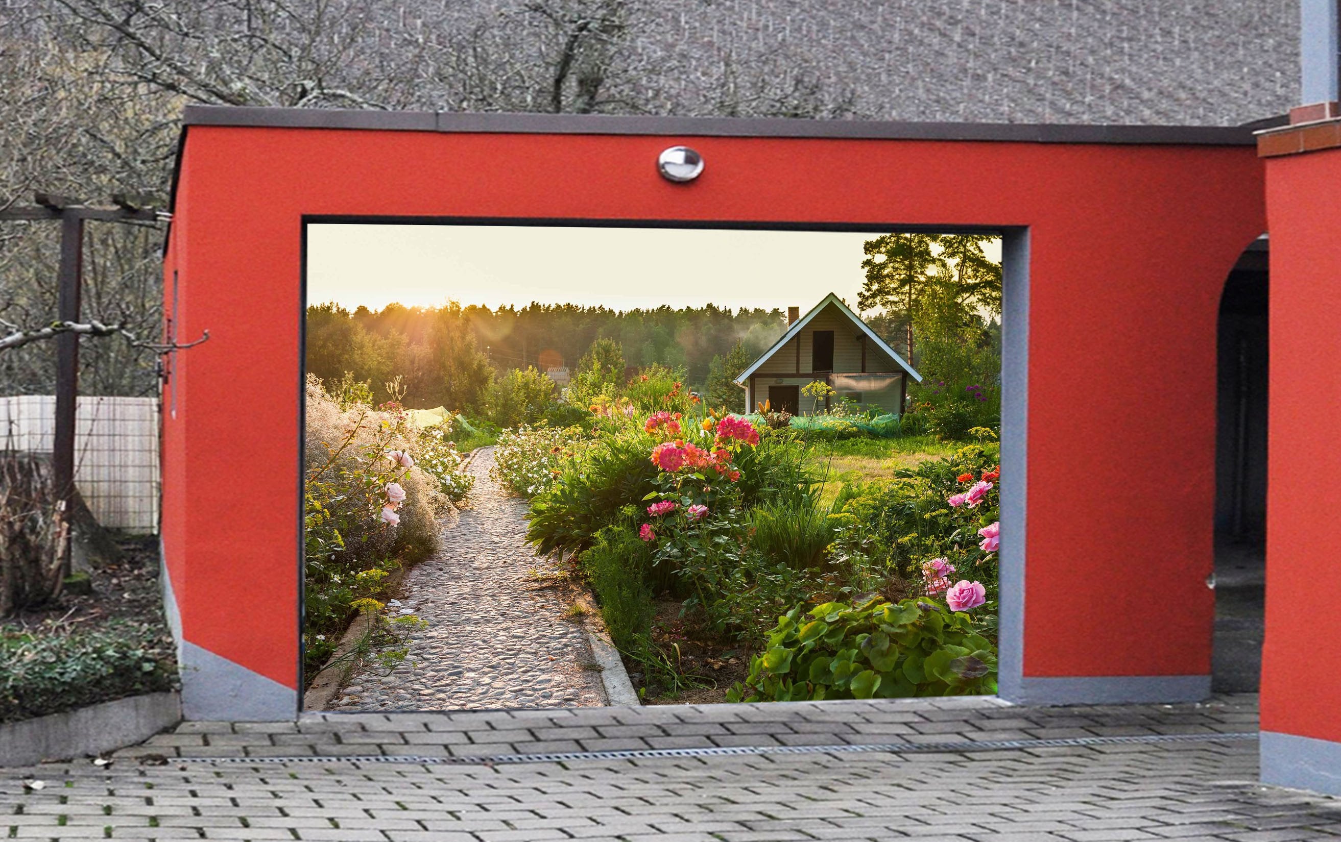 3D House Flowers 355 Garage Door Mural Wallpaper AJ Wallpaper
