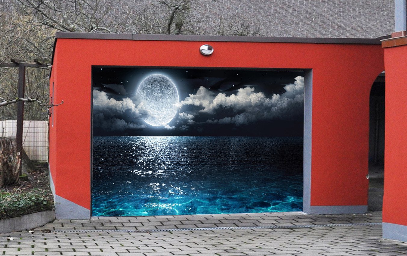 3D Sea Full Moon 237 Garage Door Mural Wallpaper AJ Wallpaper