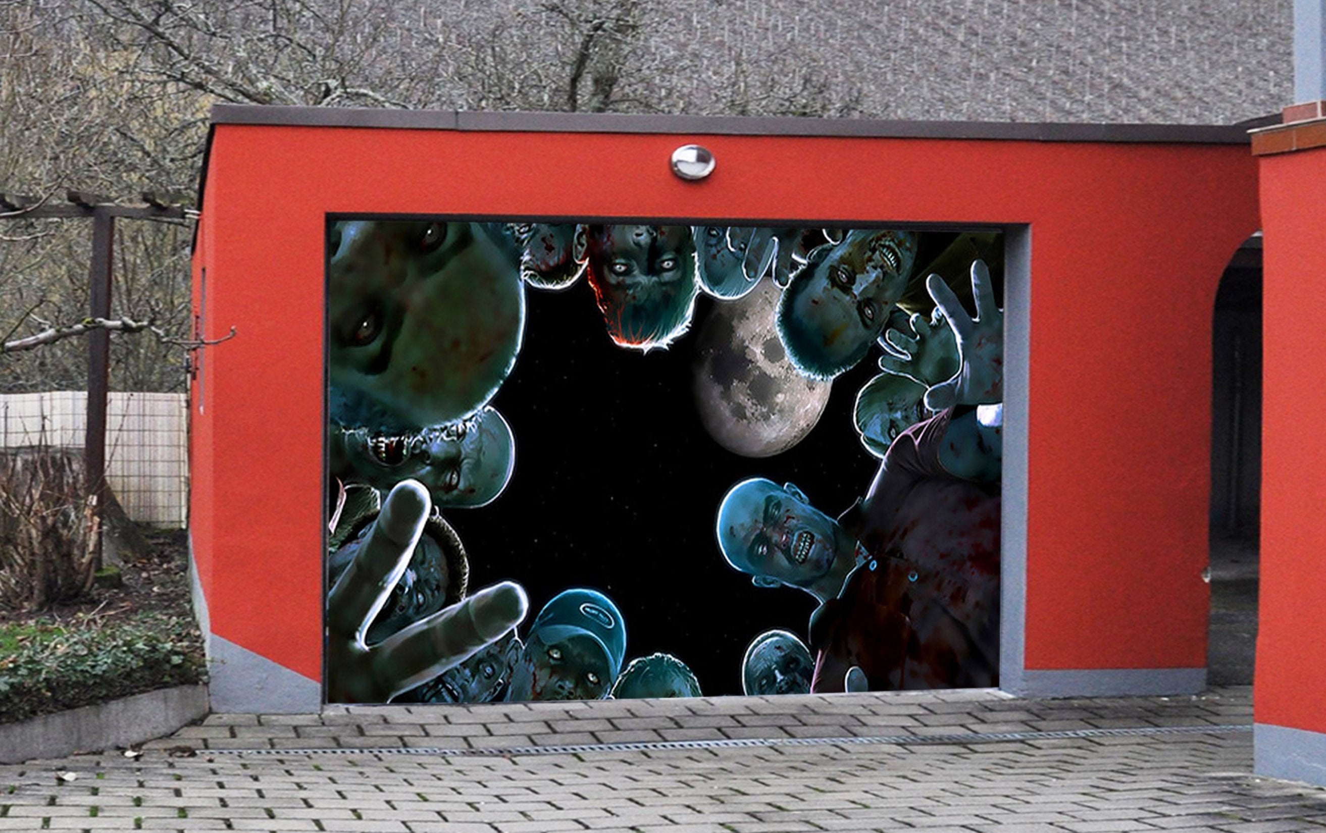 3D Full Moon Zombie 51 Garage Door Mural Wallpaper AJ Wallpaper