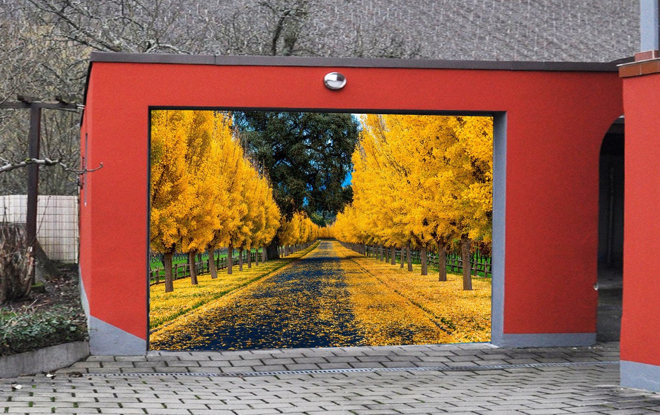 3D Autumn Ginkgo Trees 248 Garage Door Mural Wallpaper AJ Wallpaper