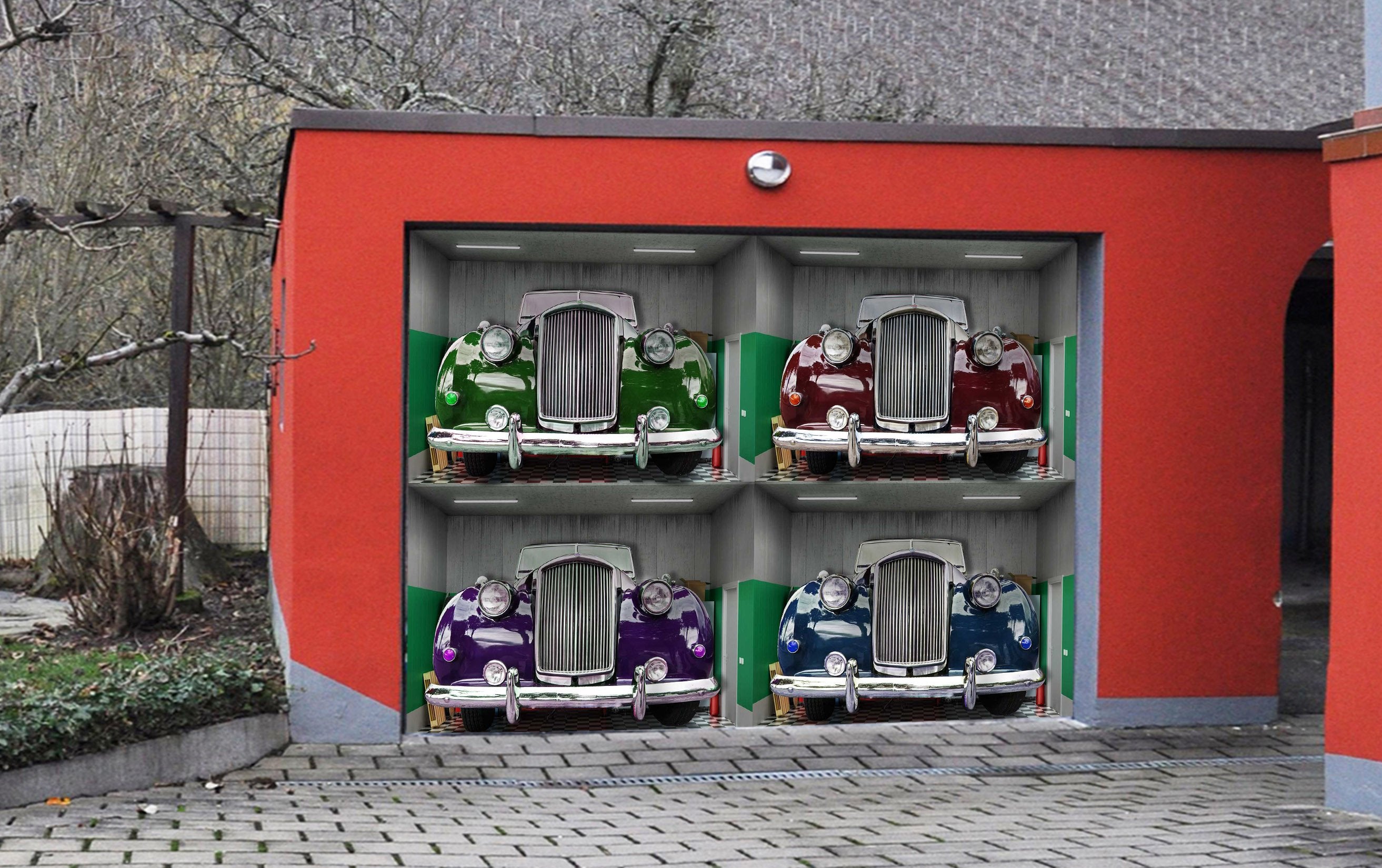 3D Retro Cars 417 Garage Door Mural Wallpaper AJ Wallpaper