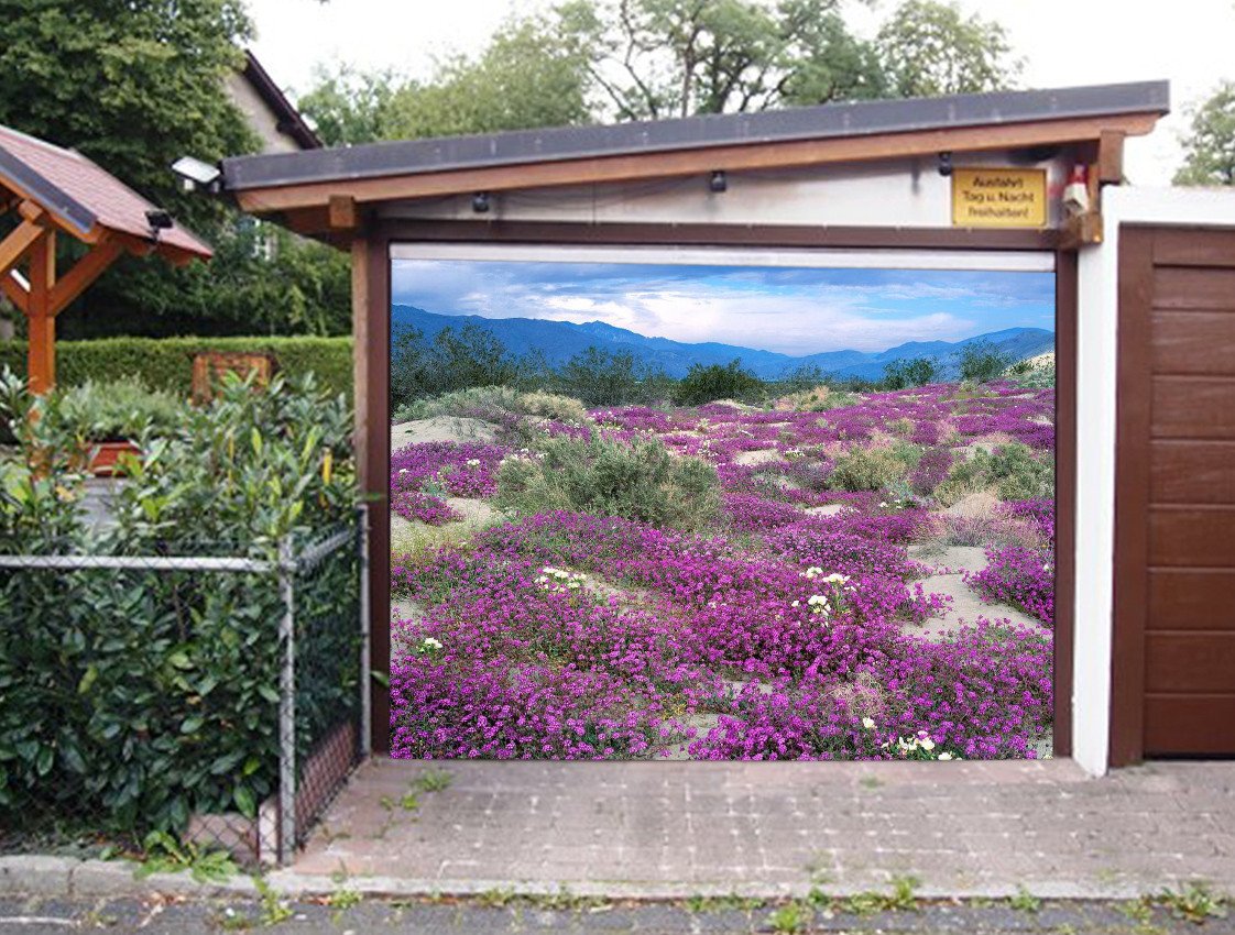 3D Mountain Purple Flowers 202 Garage Door Mural Wallpaper AJ Wallpaper