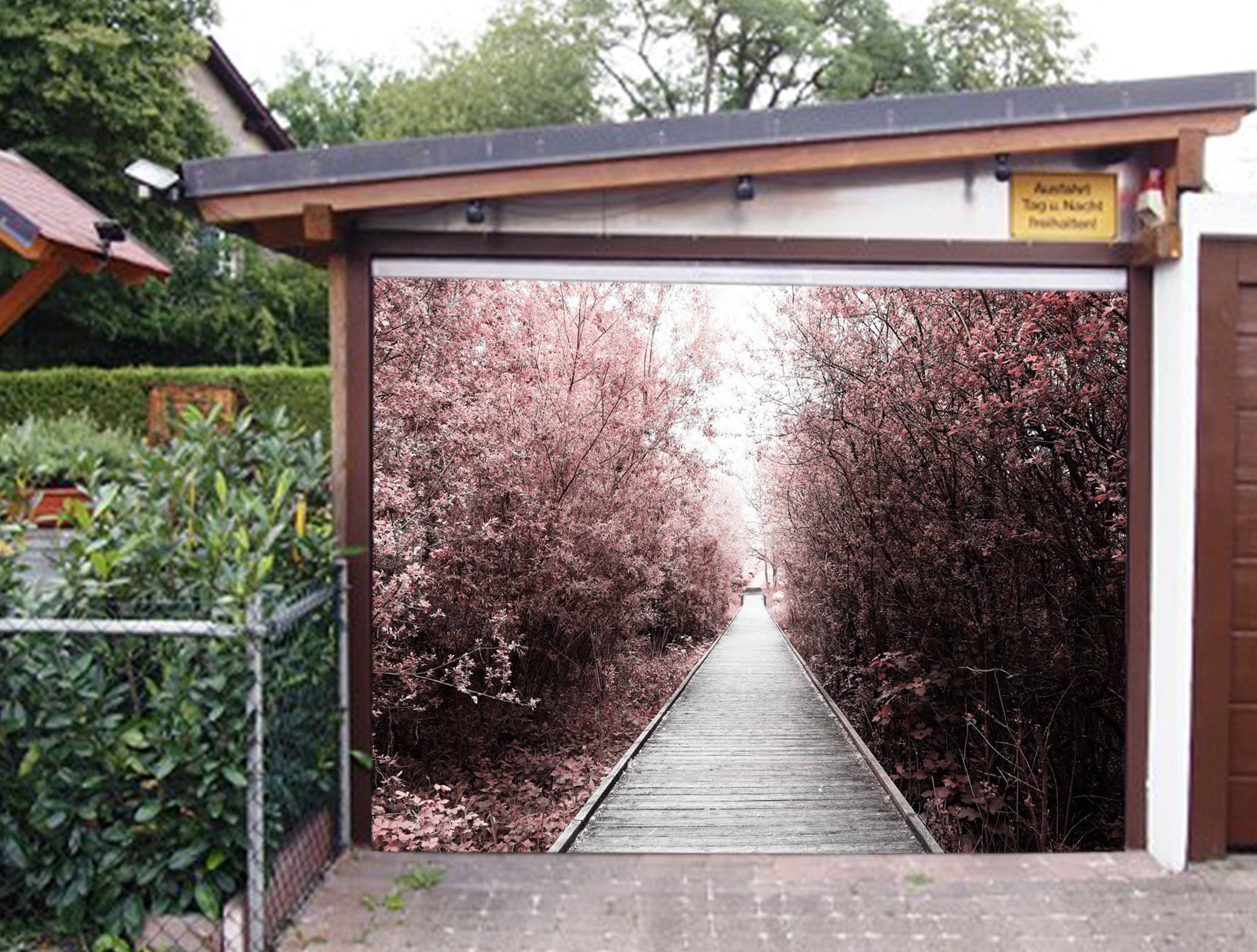 3D Lush Trees Wood Boards 424 Garage Door Mural Wallpaper AJ Wallpaper