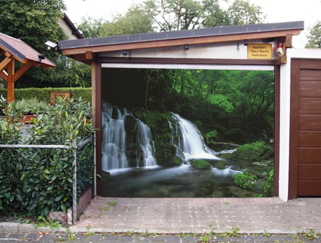 3D Forest Waterfalls 110 Garage Door Mural Wallpaper AJ Wallpaper
