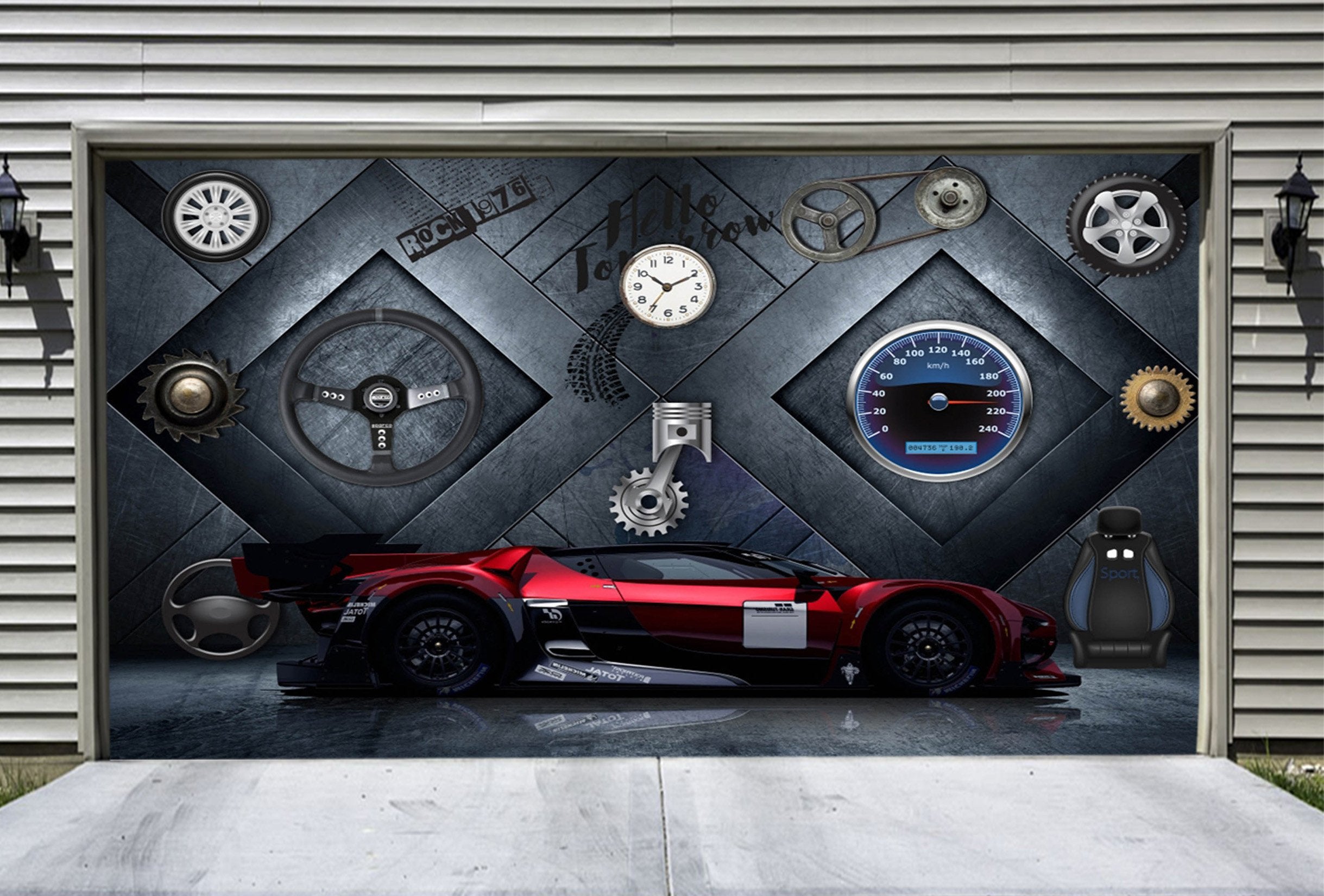 3D Sports Car Parts 368 Garage Door Mural Wallpaper AJ Wallpaper