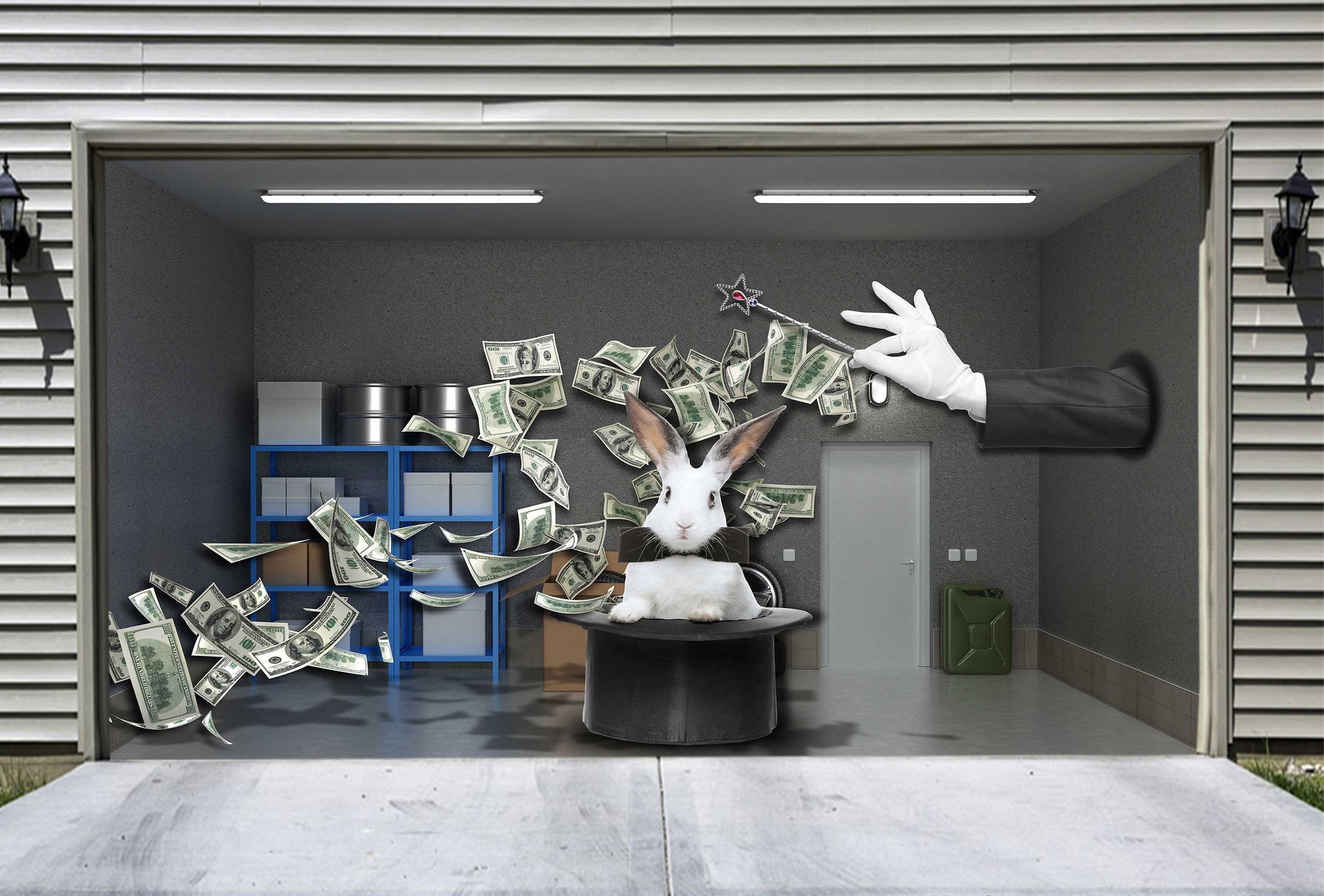 3D Magic Hat 411 Garage Door Mural Wallpaper AJ Wallpaper