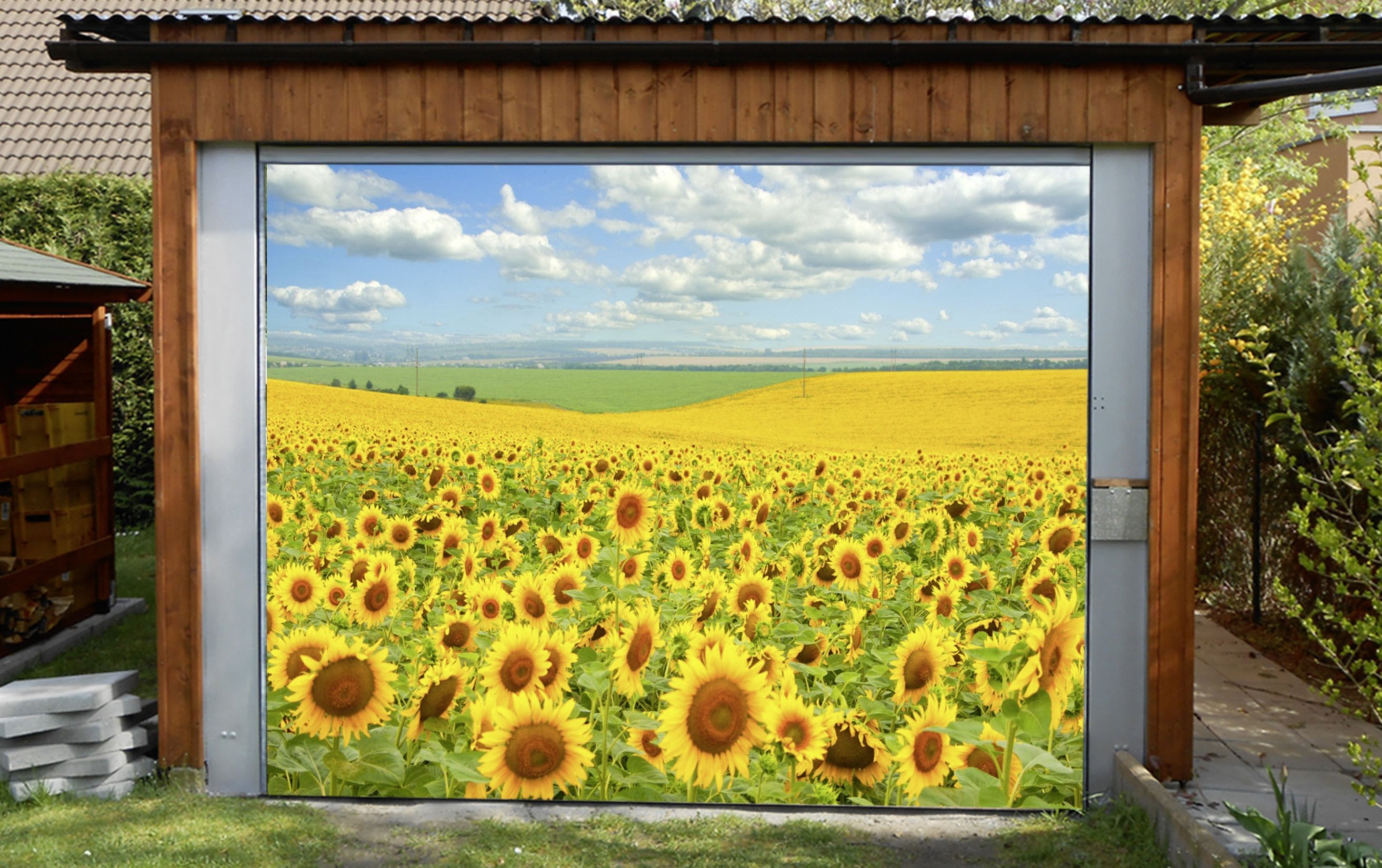 3D Sunflowers Field 05 Garage Door Mural Wallpaper AJ Wallpaper