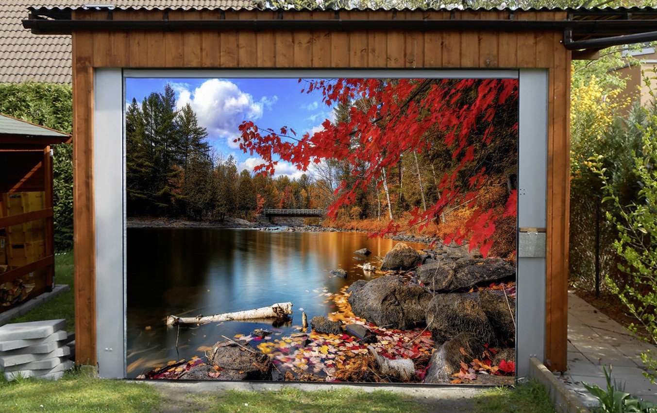 3D Calm Lake Trees 104 Garage Door Mural Wallpaper AJ Wallpaper
