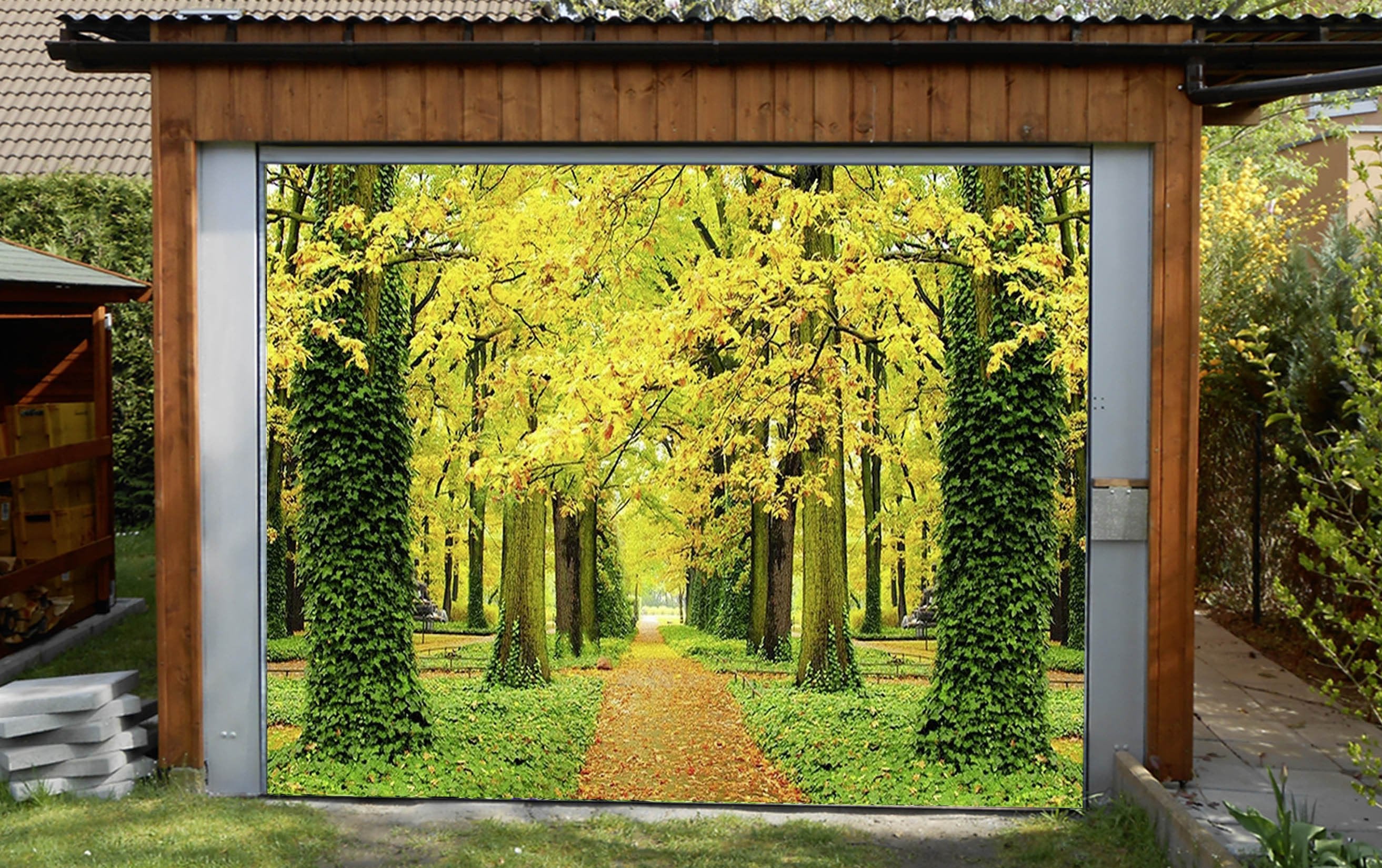 3D Yellow Tree Green Vine 64 Garage Door Mural Wallpaper AJ Wallpaper