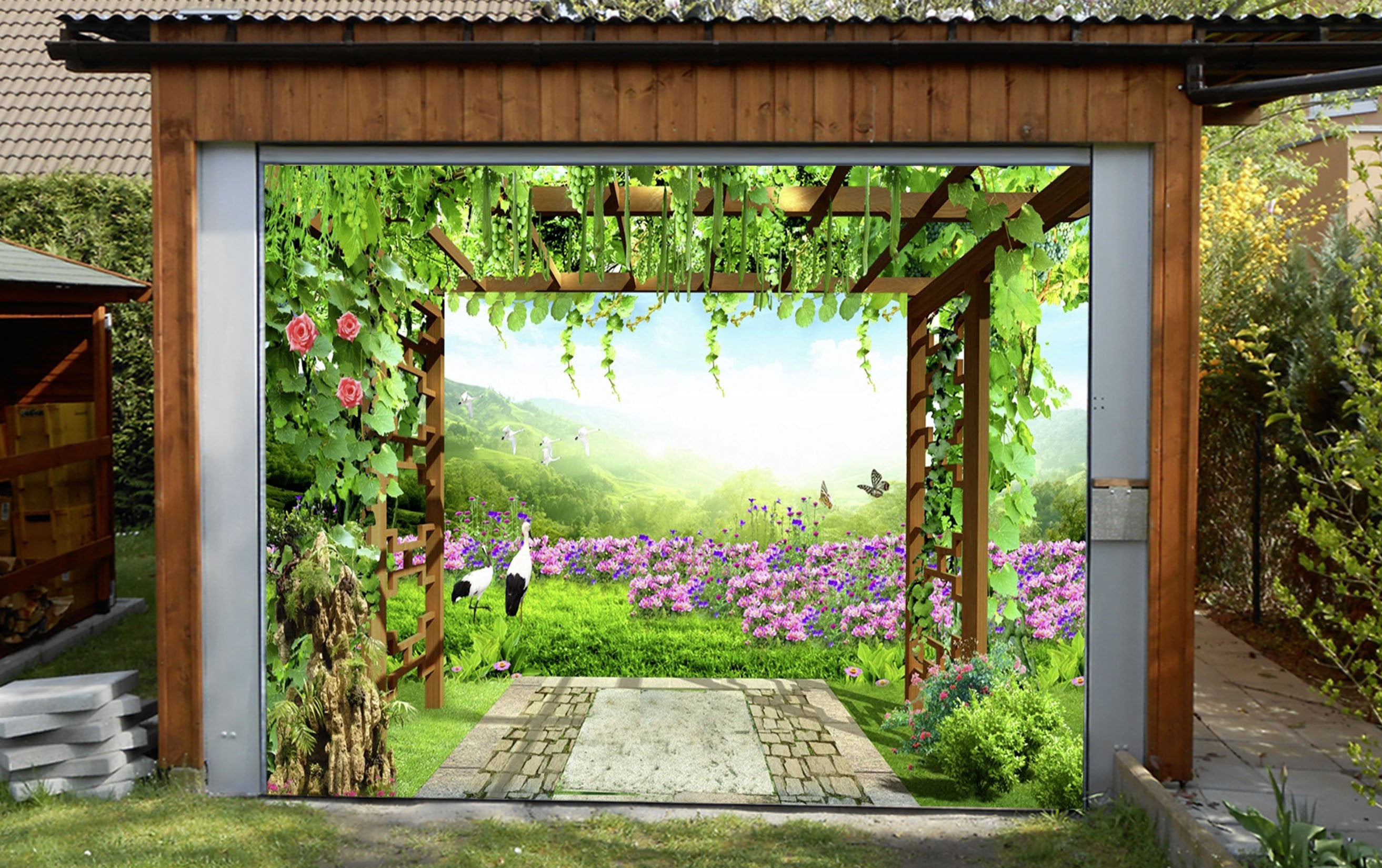 3D Charming Flowers Vines 385 Garage Door Mural Wallpaper AJ Wallpaper