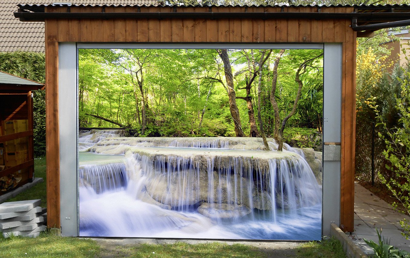 3D Forest River Waterfalls 306 Garage Door Mural Wallpaper AJ Wallpaper