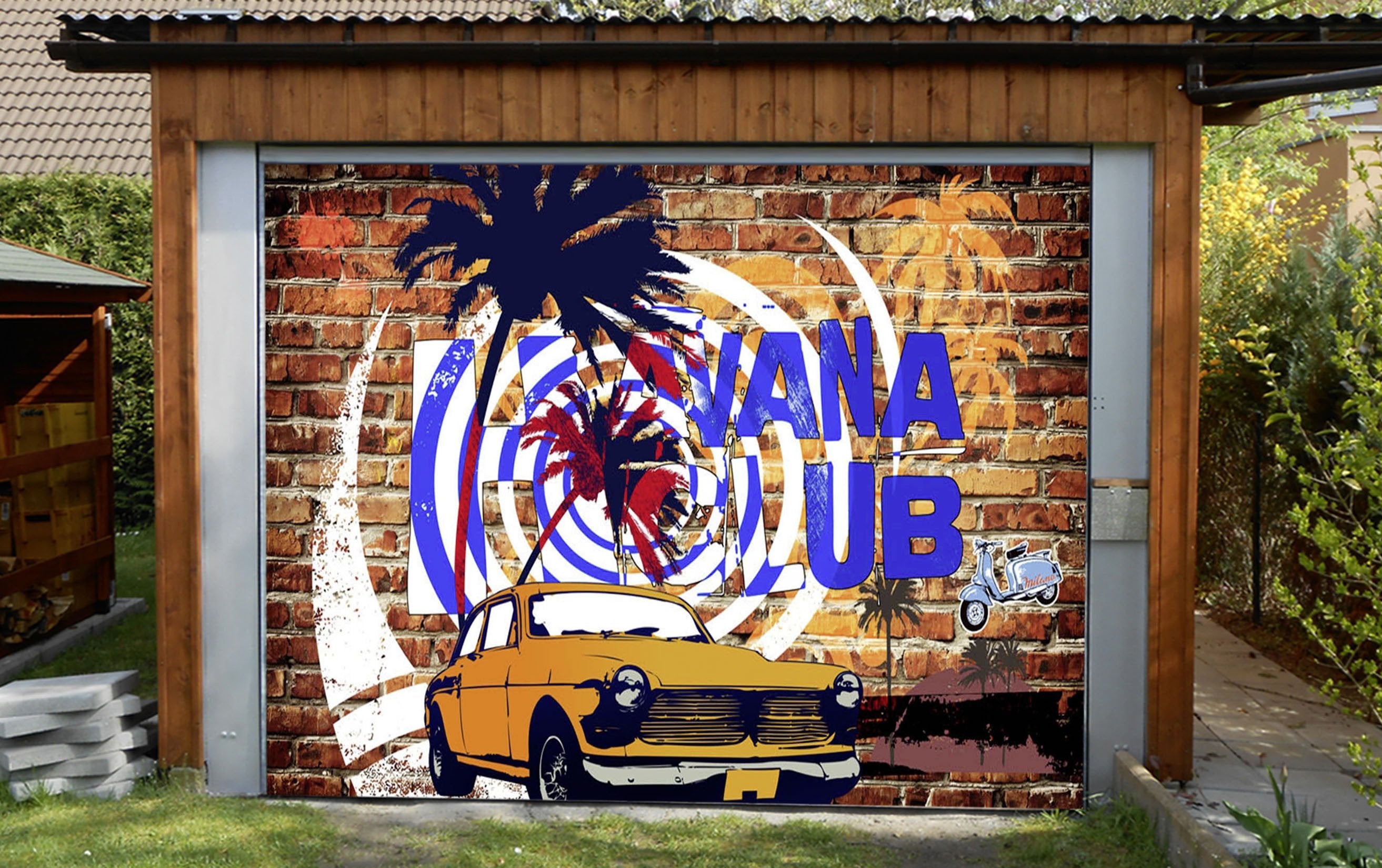 3D Bricks Wall Graffiti Car 73 Garage Door Mural Wallpaper AJ Wallpaper
