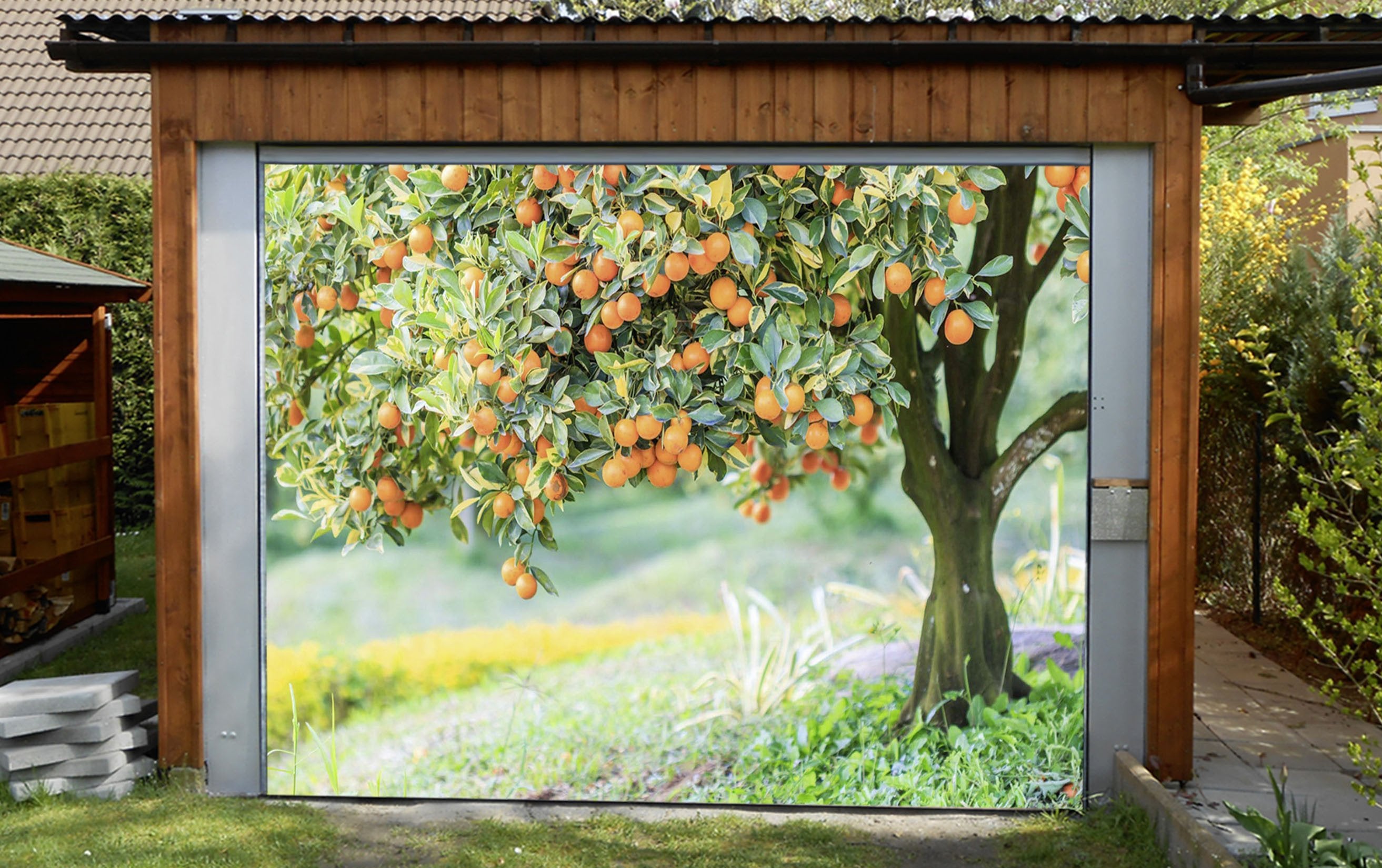 3D Kumquat Tree 418 Garage Door Mural Wallpaper AJ Wallpaper