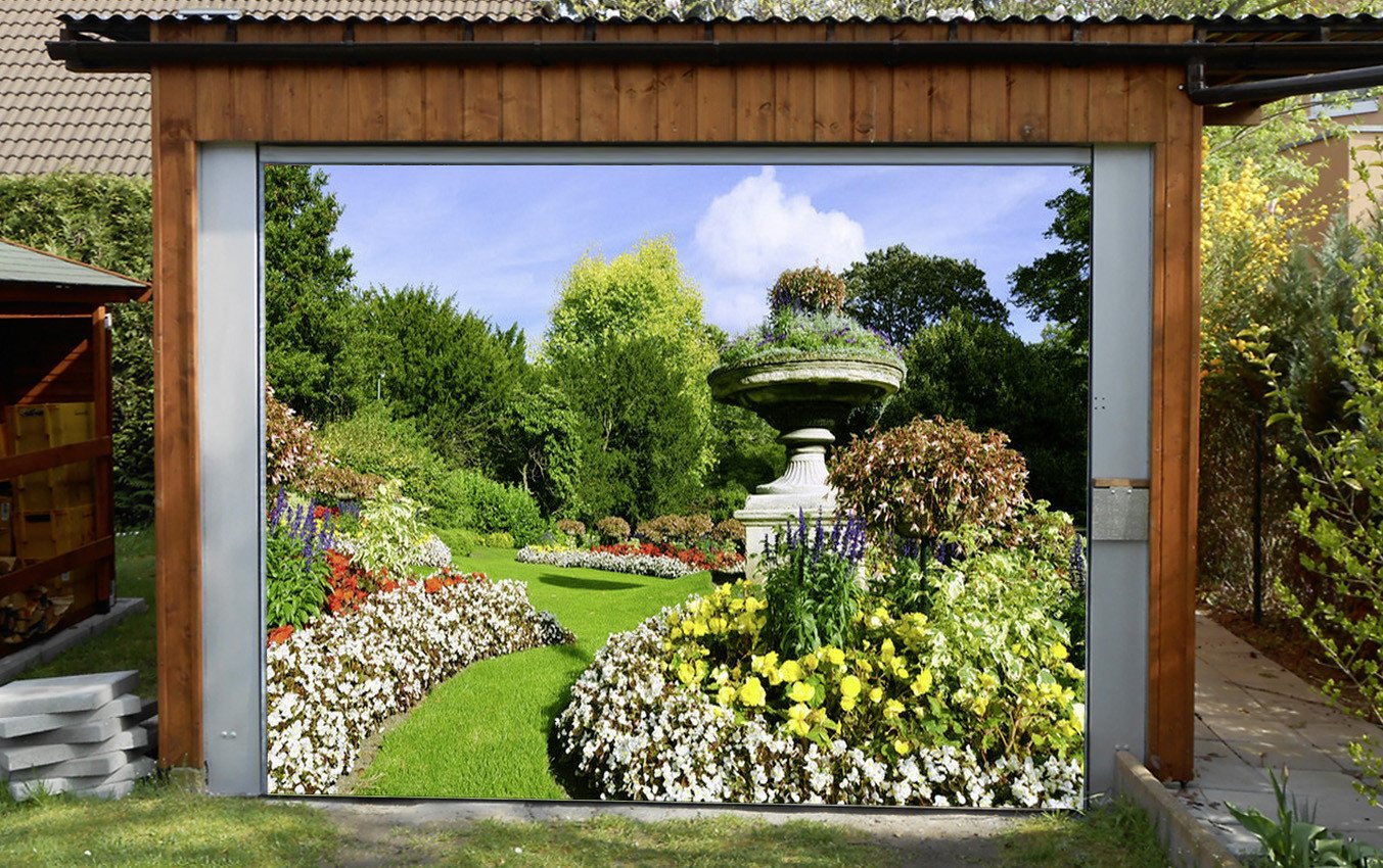 3D Park Flowers Trees 296 Garage Door Mural Wallpaper AJ Wallpaper
