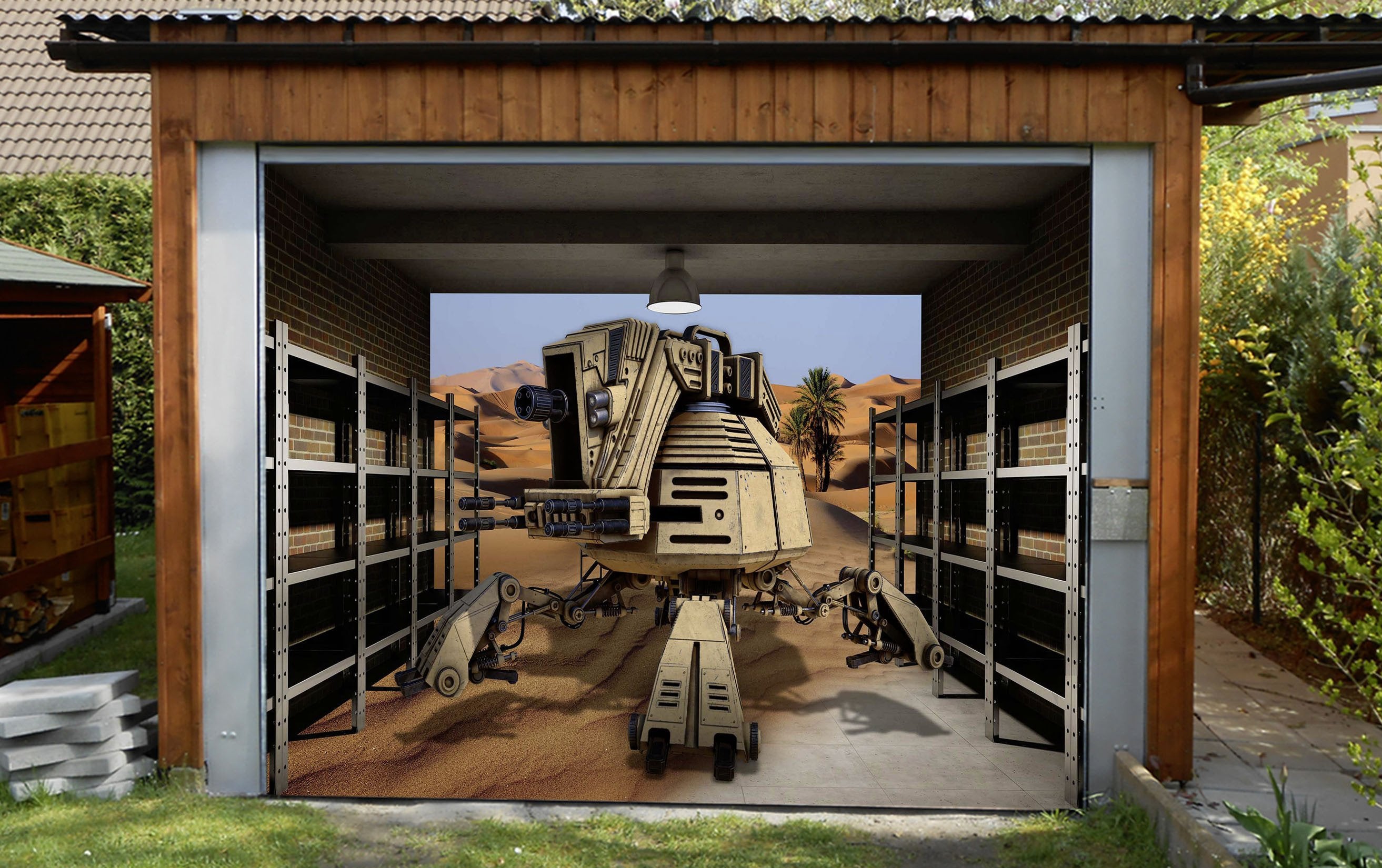 3D Desert Robot 414 Garage Door Mural Wallpaper AJ Wallpaper