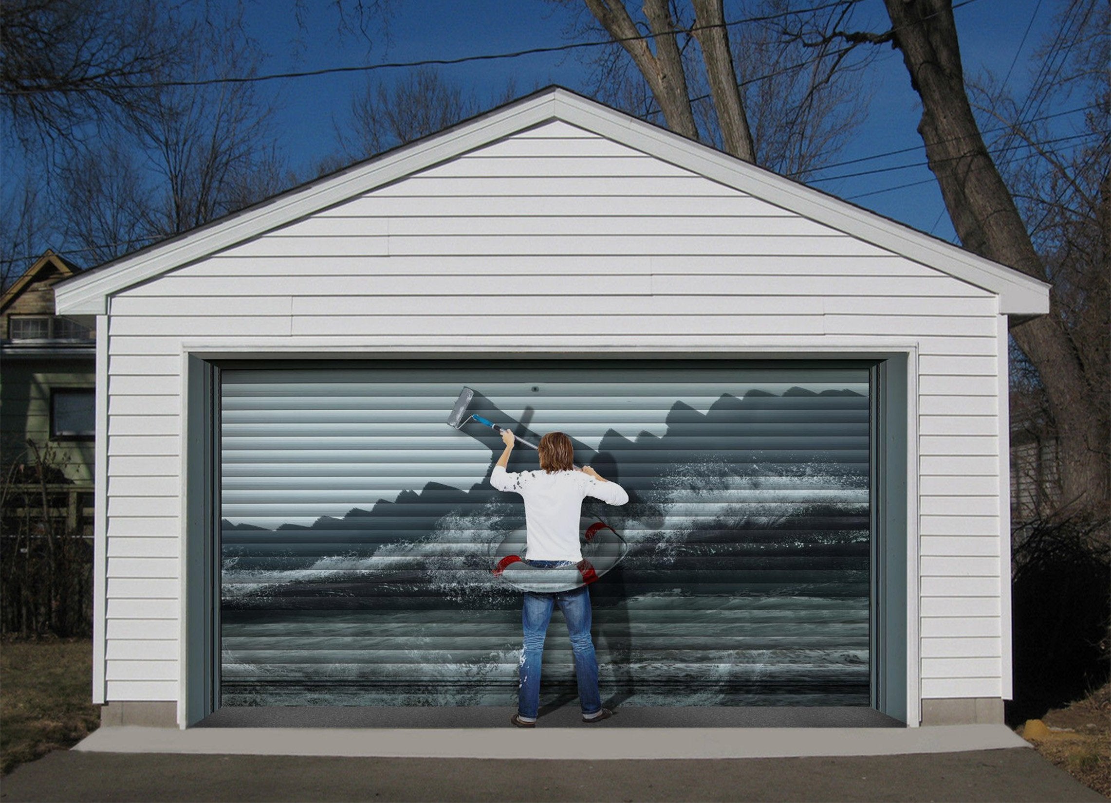 3D Painting Sea Boy 017 Garage Door Mural Wallpaper AJ Wallpaper