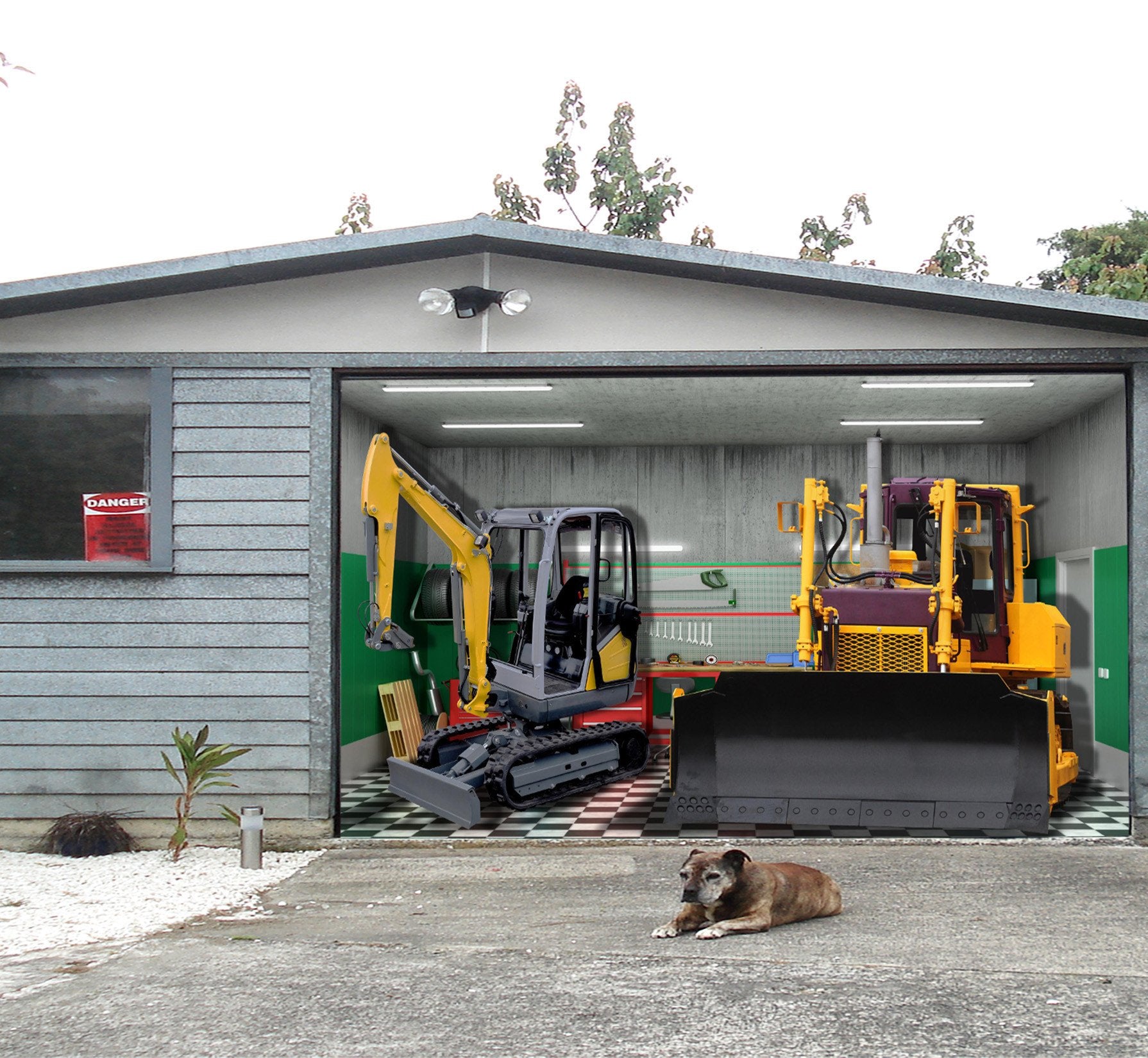 3D Excavators 03 Garage Door Mural Wallpaper AJ Wallpaper