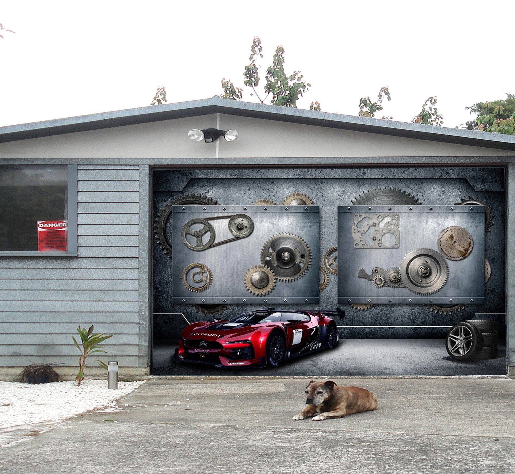 3D Sports Car Gears 384 Garage Door Mural Wallpaper AJ Wallpaper