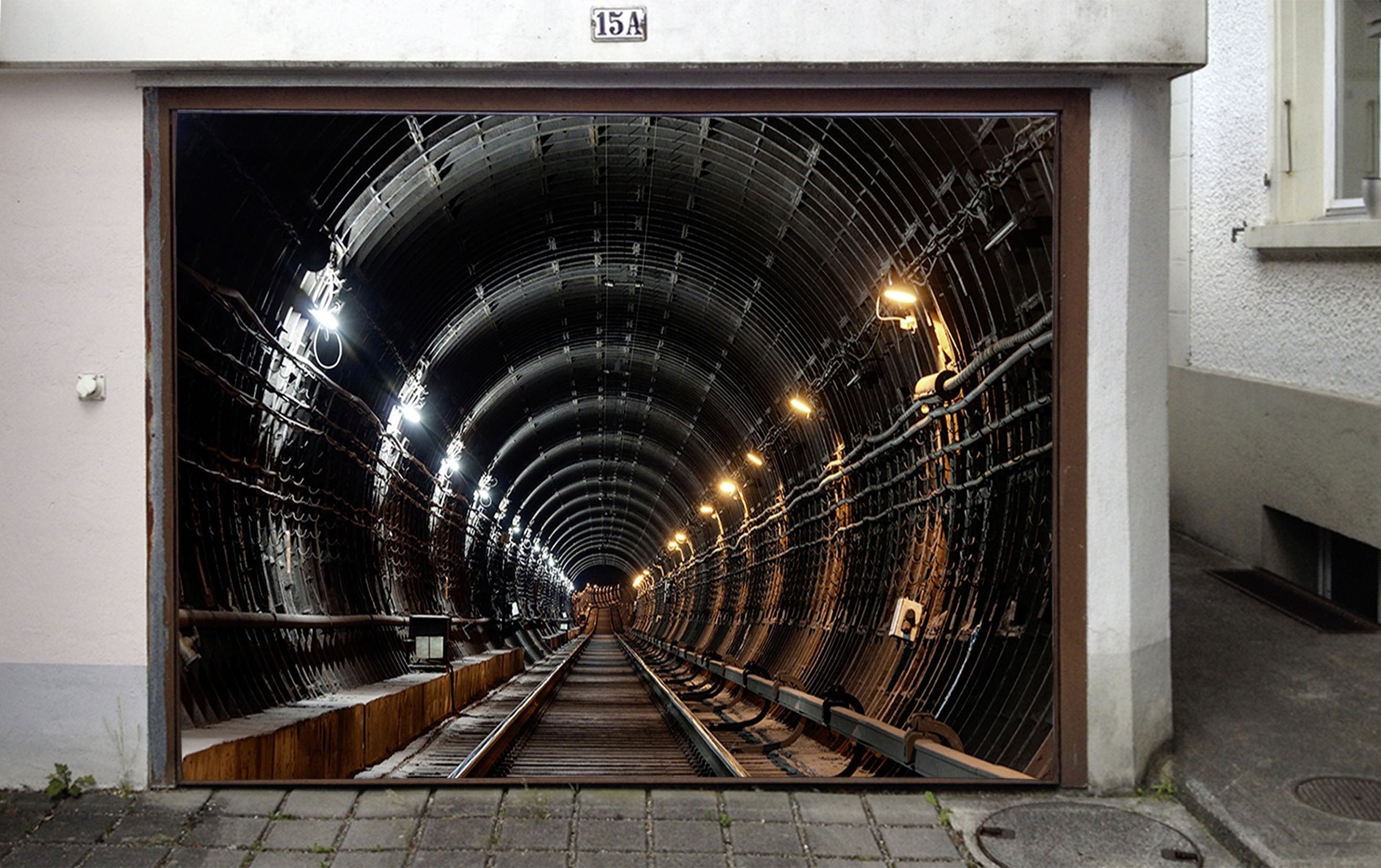 3D Tunnel Railway 476 Garage Door Mural Wallpaper AJ Wallpaper