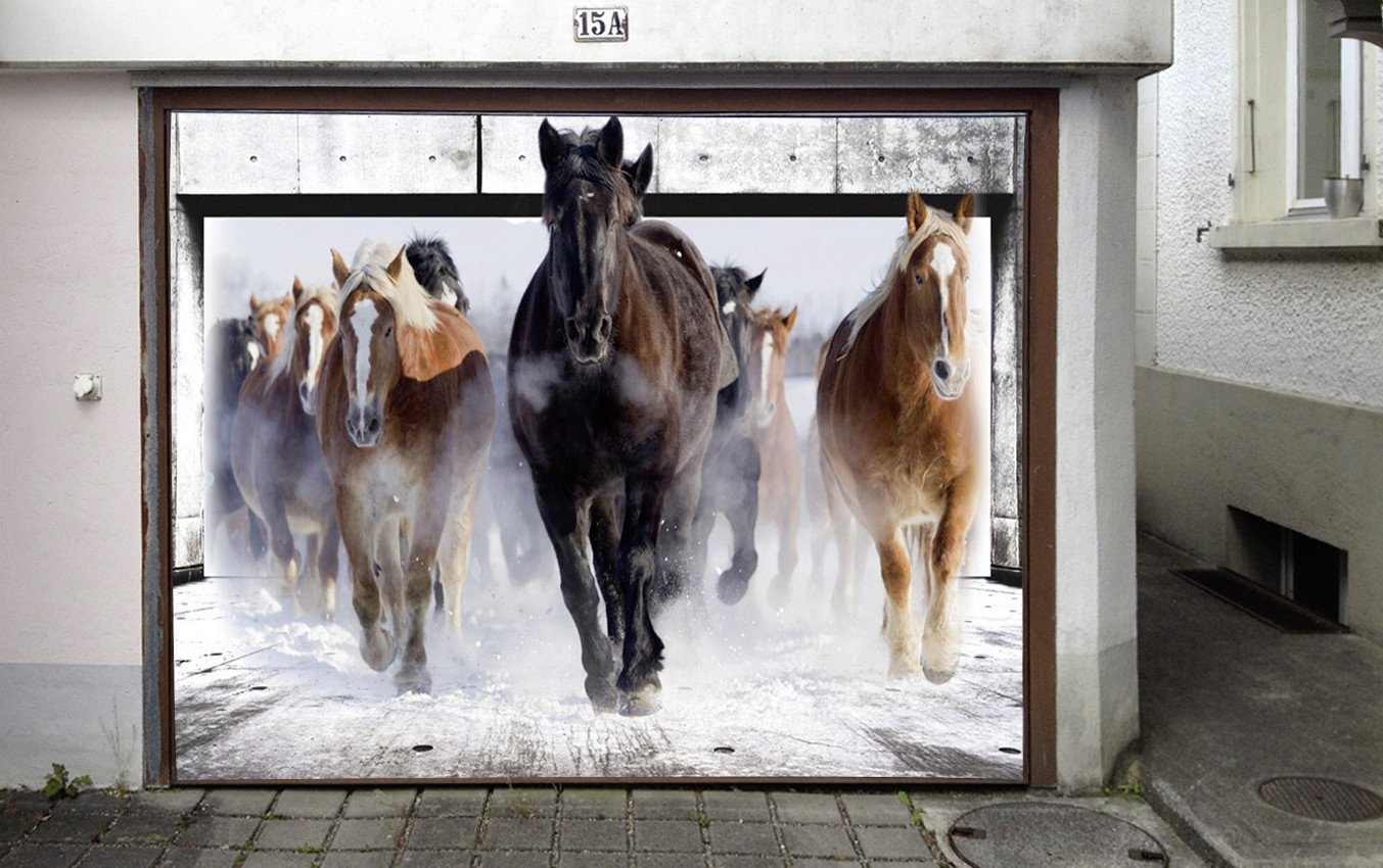 3D Running Horses 281 Garage Door Mural Wallpaper AJ Wallpaper
