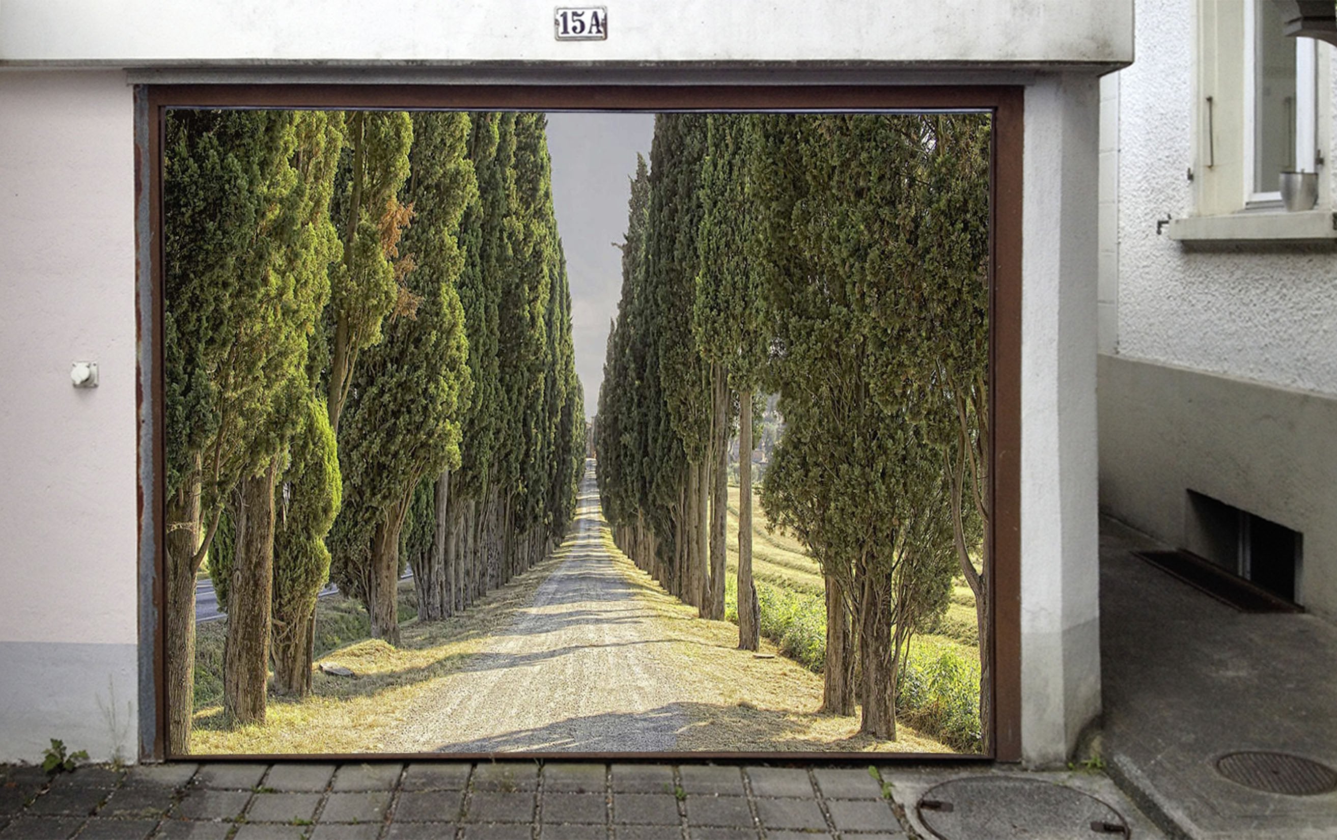 3D Road Trees Rows 350 Garage Door Mural Wallpaper AJ Wallpaper