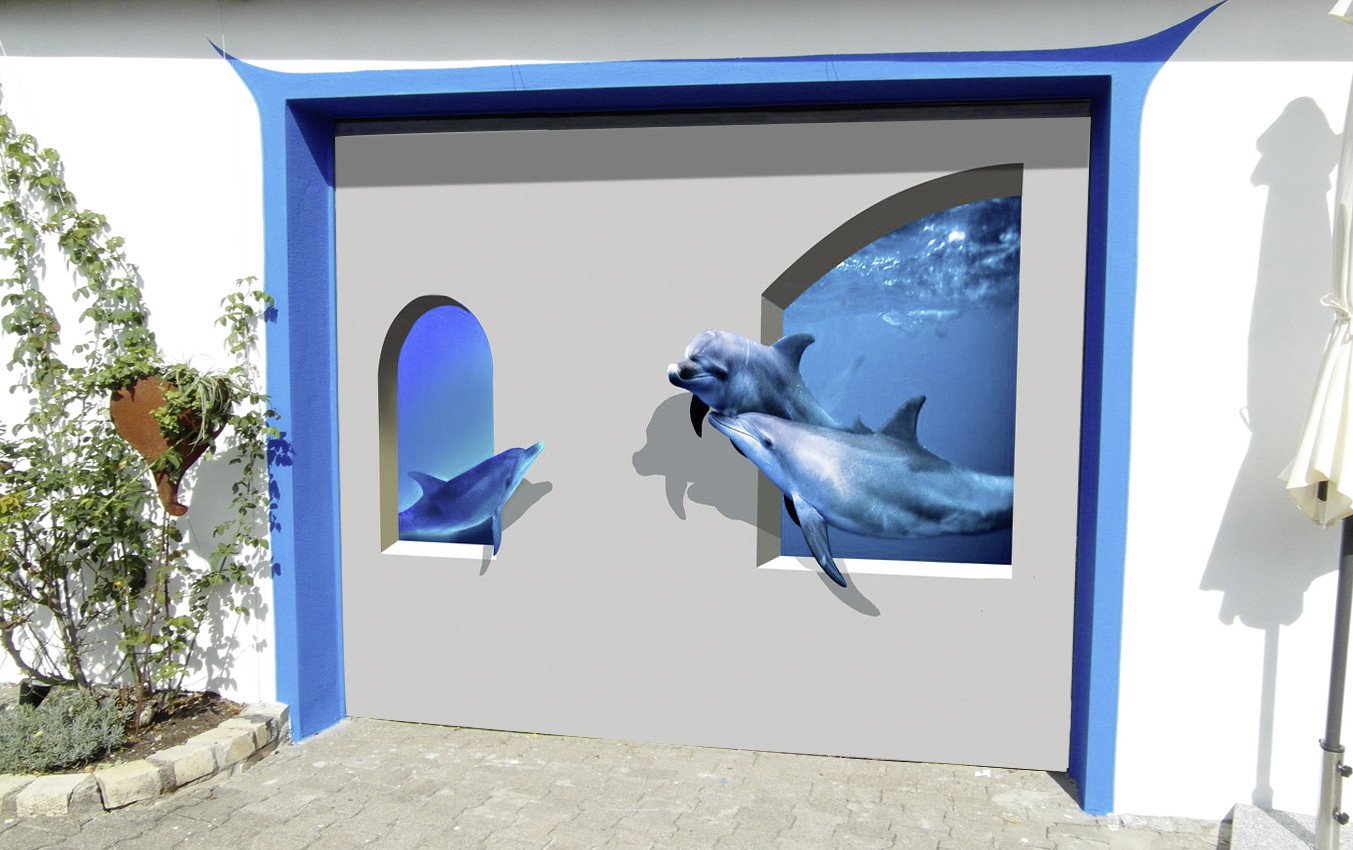 3D Windows Dolphins 242 Garage Door Mural Wallpaper AJ Wallpaper