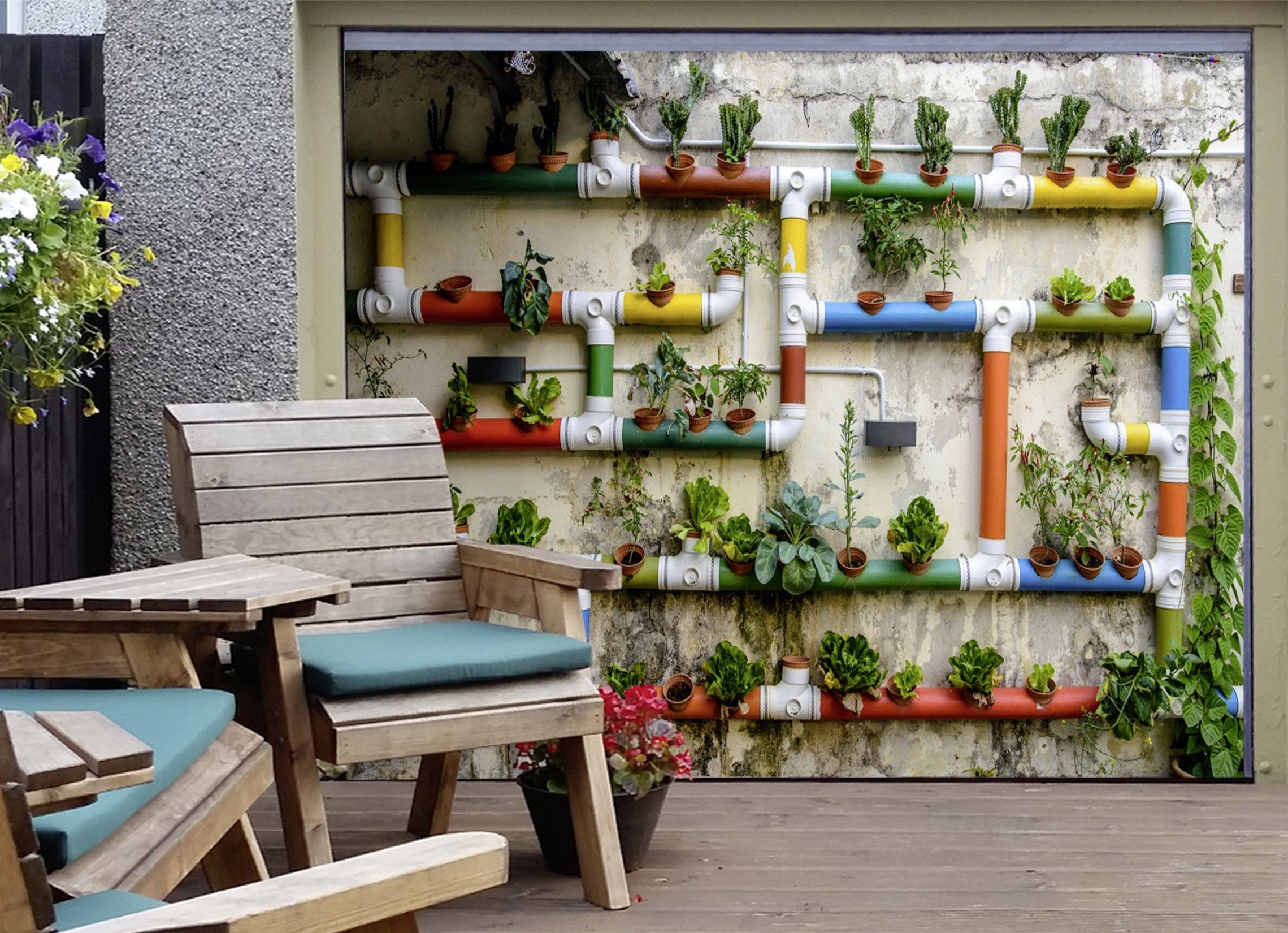 3D Waterpipe Potted Plants 403 Garage Door Mural Wallpaper AJ Wallpaper