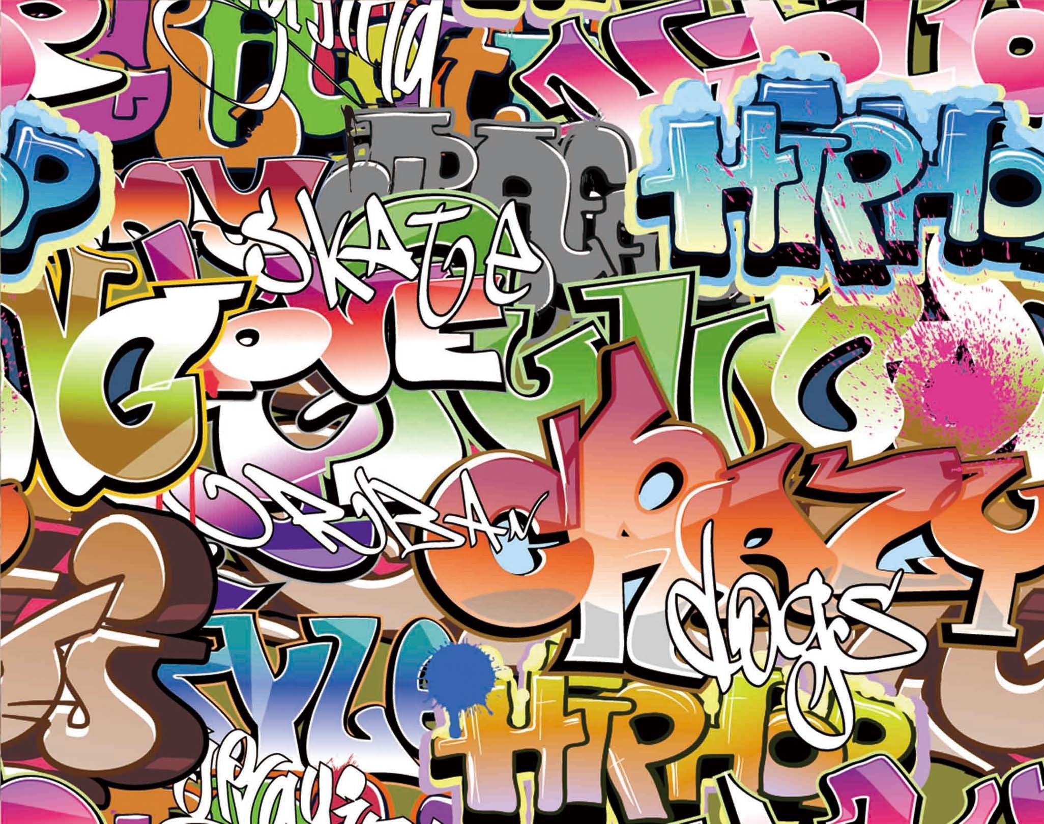 3D Color Graffiti Words 88 Garage Door Mural Wallpaper AJ Wallpaper