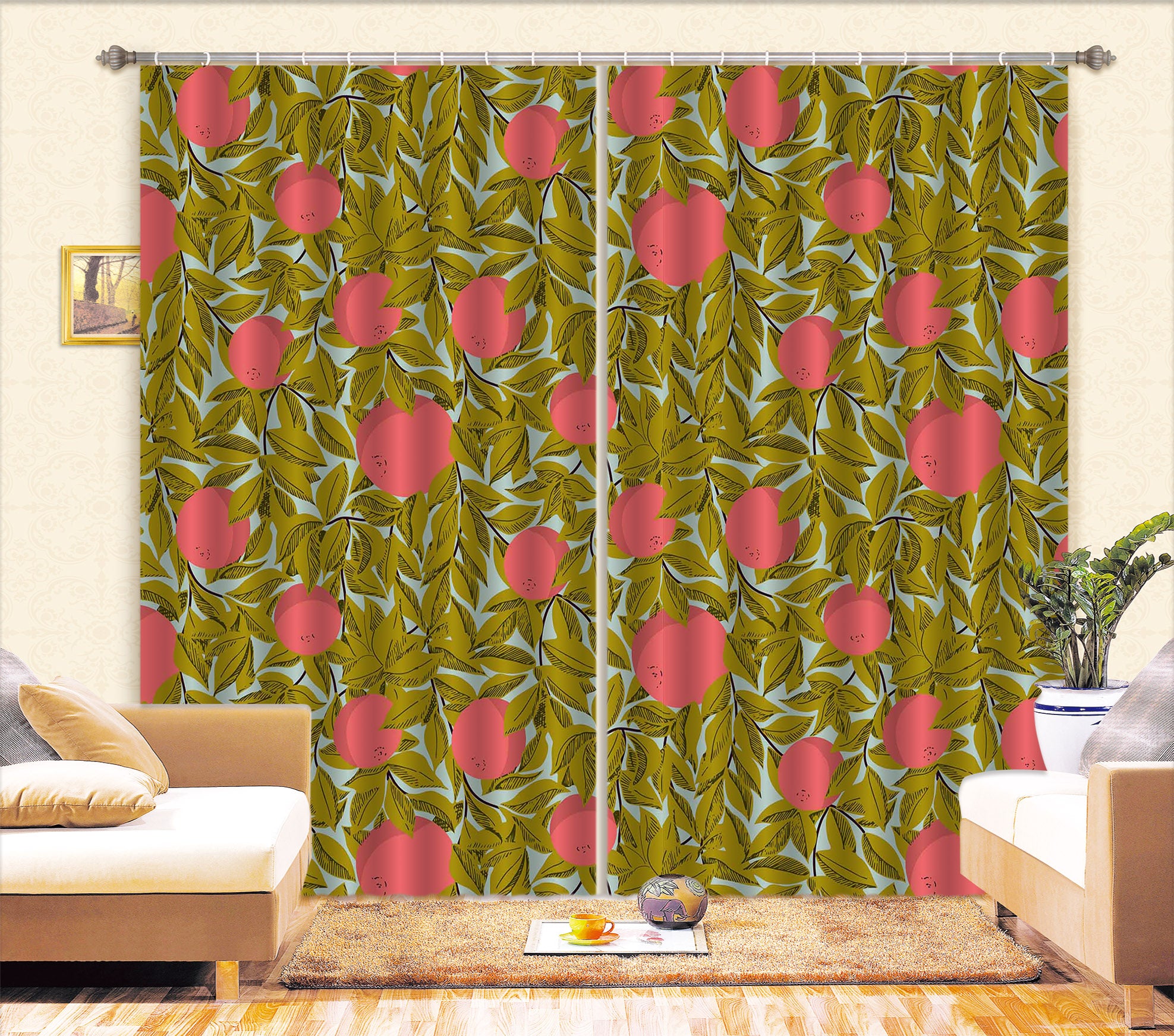 3D Flowers Leaves 11191 Kashmira Jayaprakash Curtain Curtains Drapes