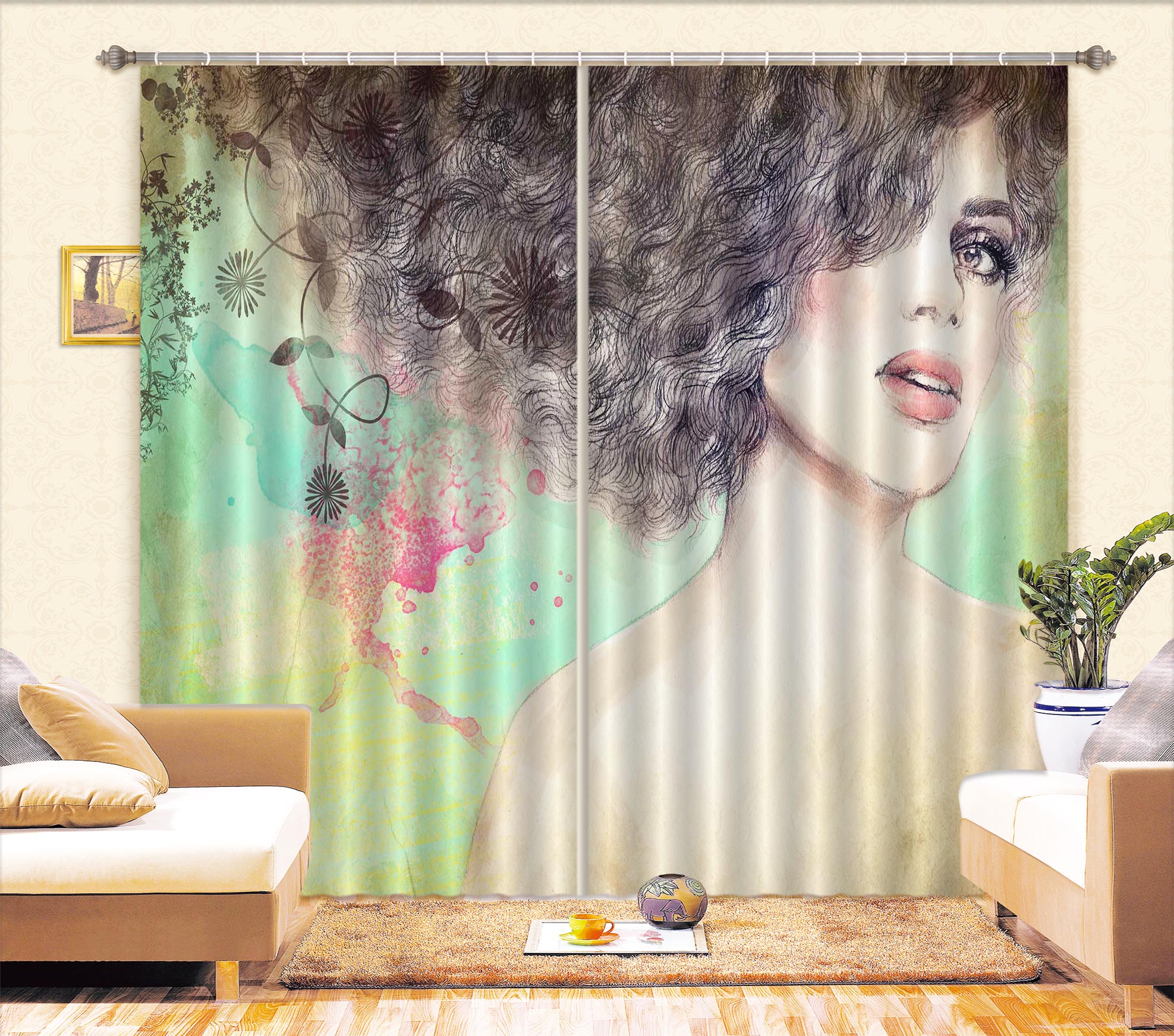 3D Long Hhair Model 002 Curtains Drapes