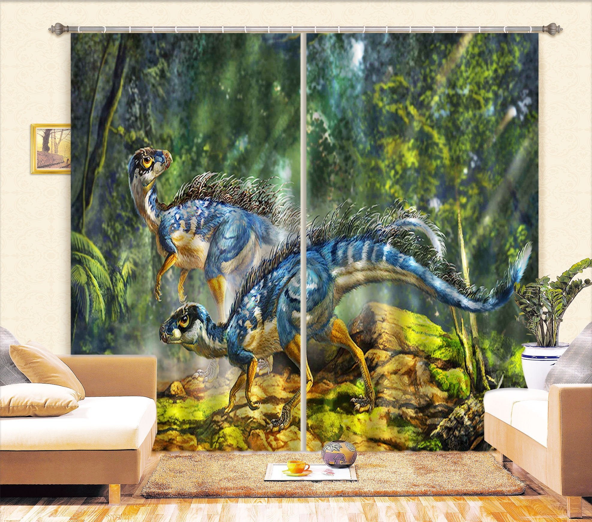 3D Blue Dragon 140 Curtains Drapes Curtains AJ Creativity Home