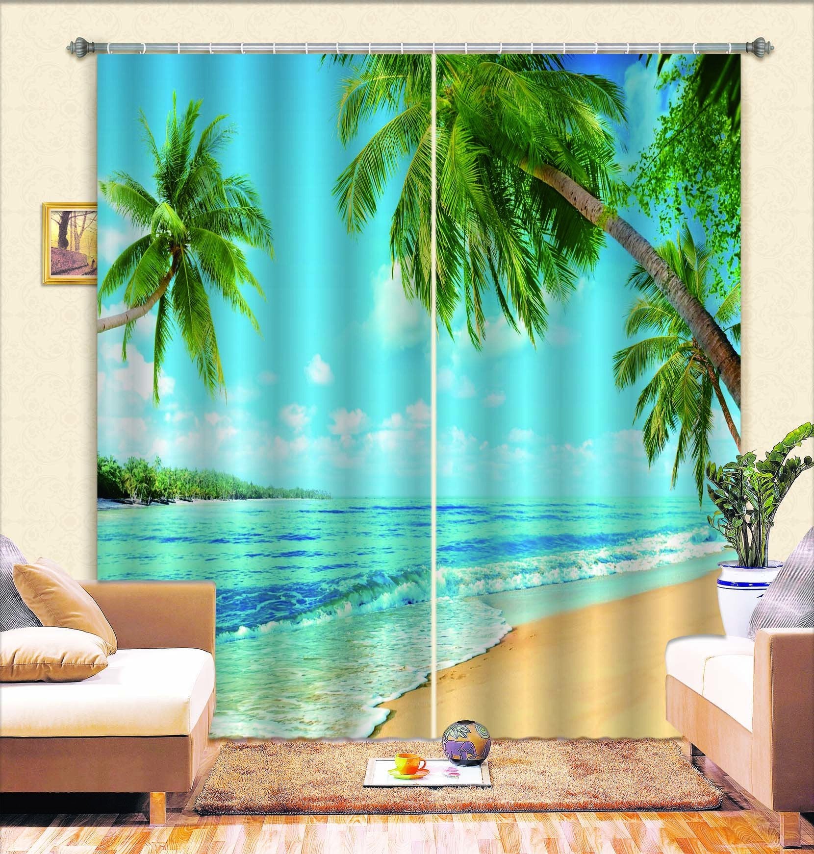 3D Pretty Sea Scenery 736 Curtains Drapes Wallpaper AJ Wallpaper