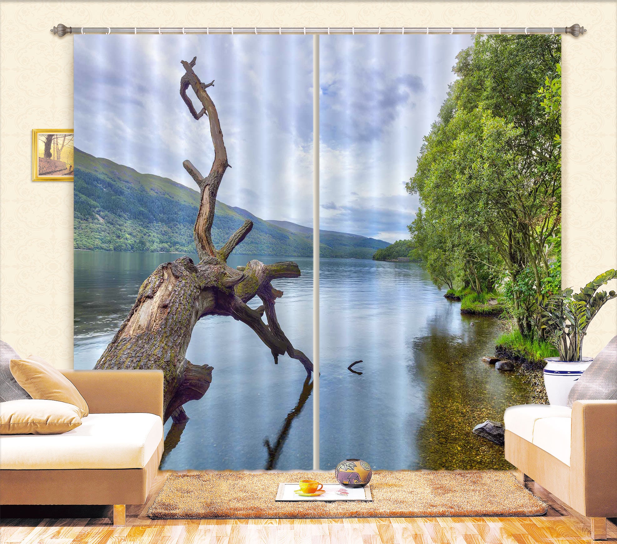 3D Scottish Loch 043 Assaf Frank Curtain Curtains Drapes