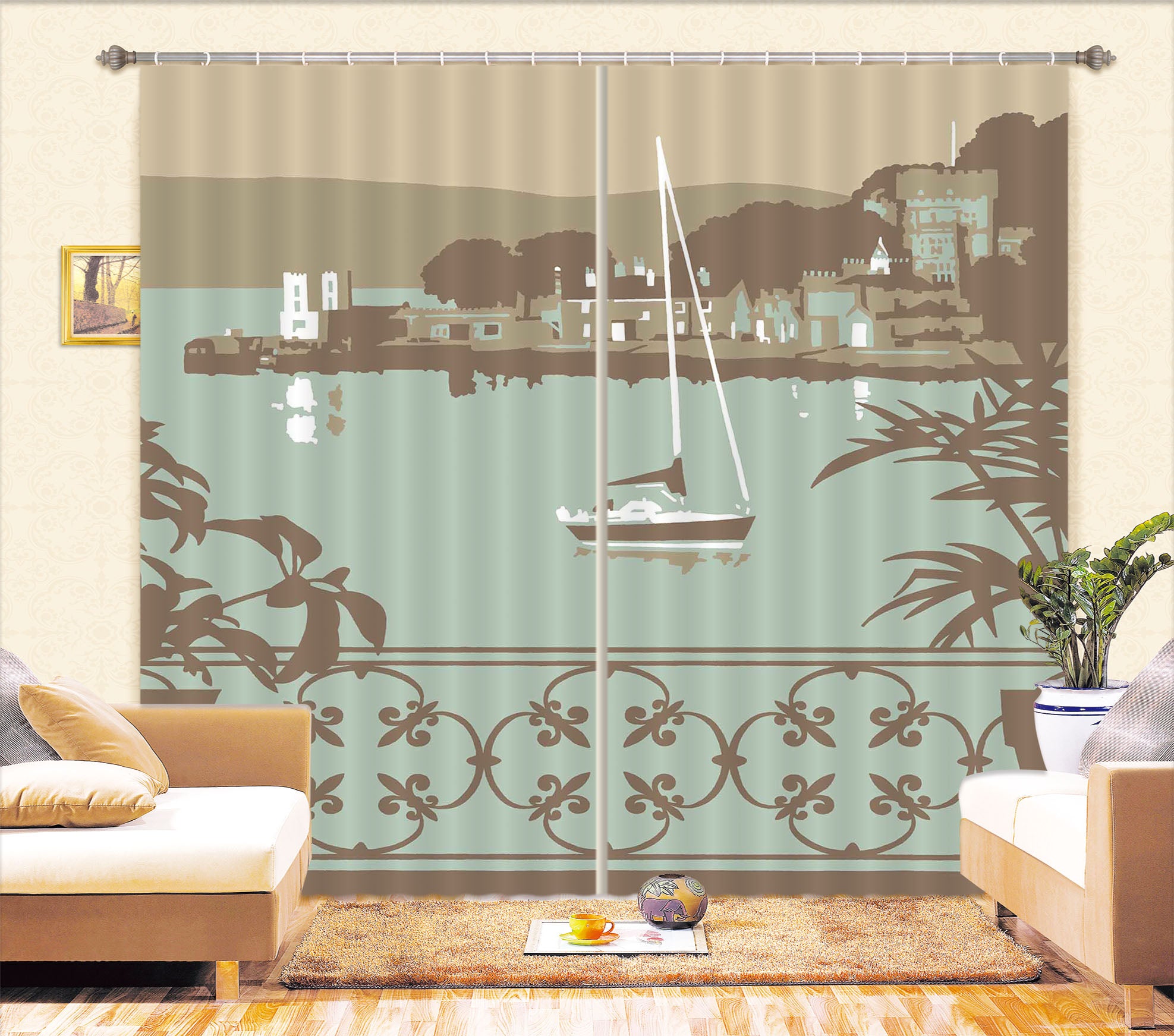 3D Sandbanks Balcony 143 Steve Read Curtain Curtains Drapes