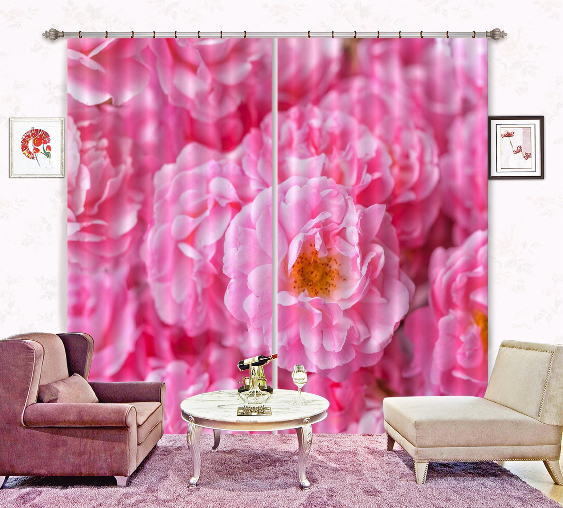 3D Pink Stamens 6350 Assaf Frank Curtain Curtains Drapes