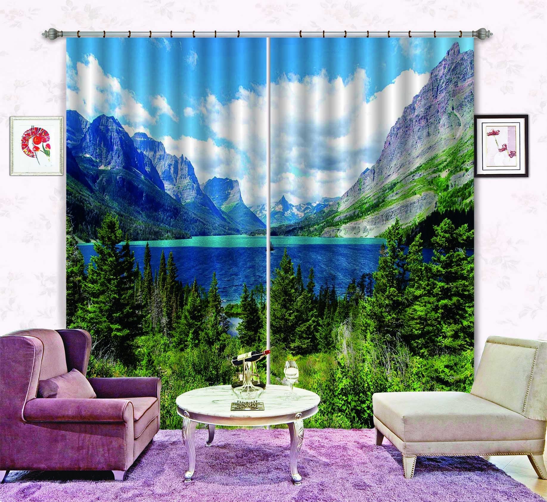 3D Lake Scenery 624 Curtains Drapes Wallpaper AJ Wallpaper