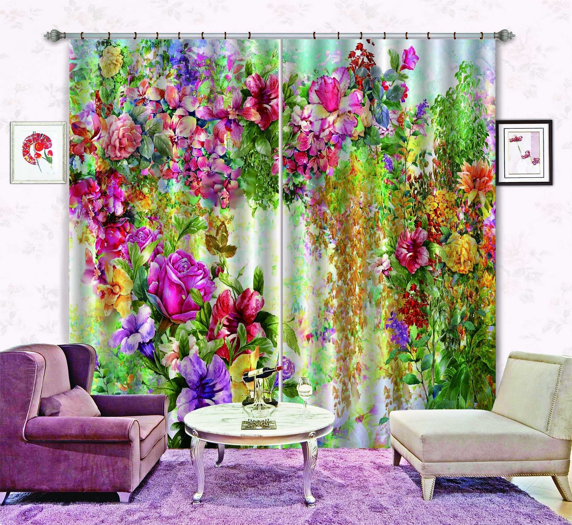 3D Color Flowers Vines 636 Curtains Drapes Wallpaper AJ Wallpaper